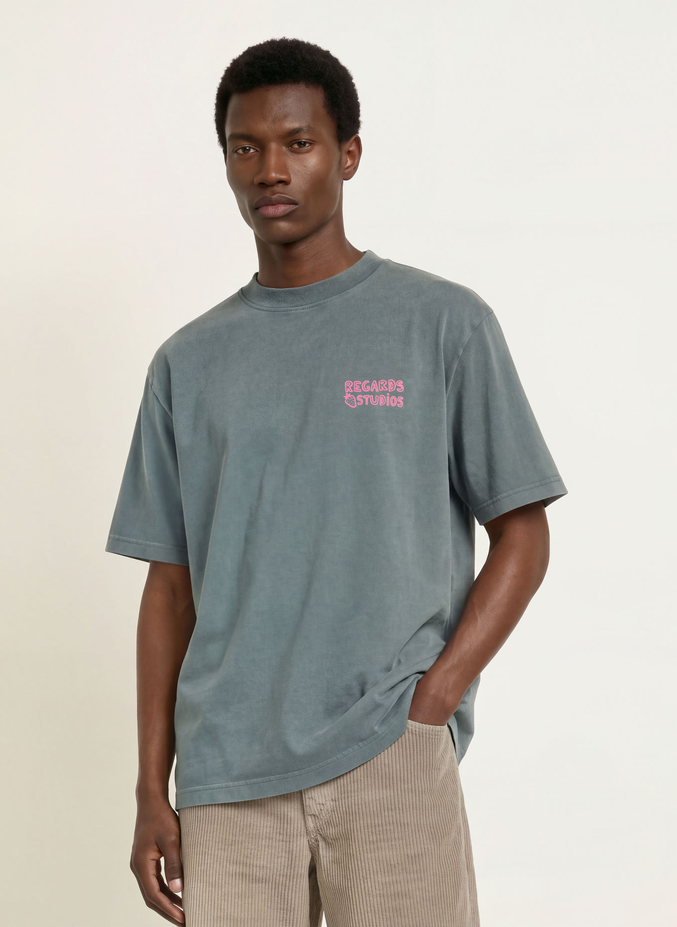 REGARDS T-shirt: GRAY / PINK