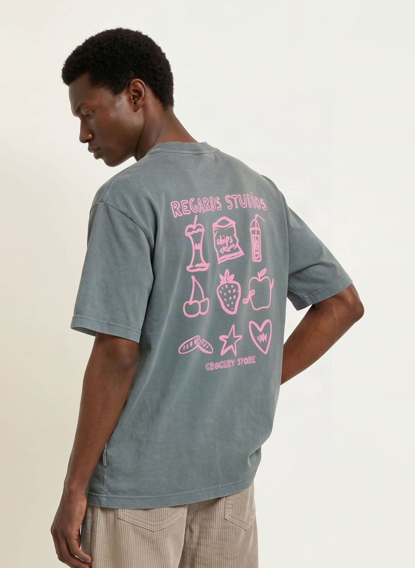 REGARDS T-shirt: GRAY / PINK