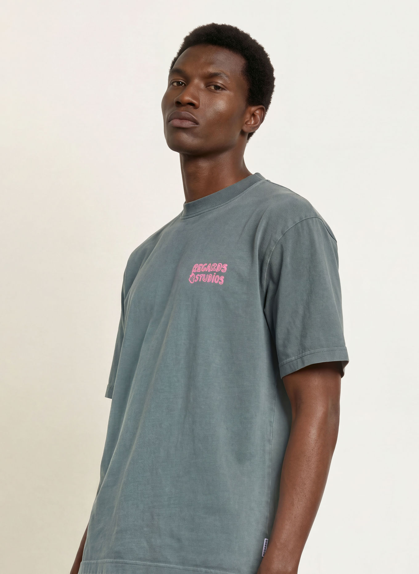 REGARDS T-shirt: GRAY / PINK