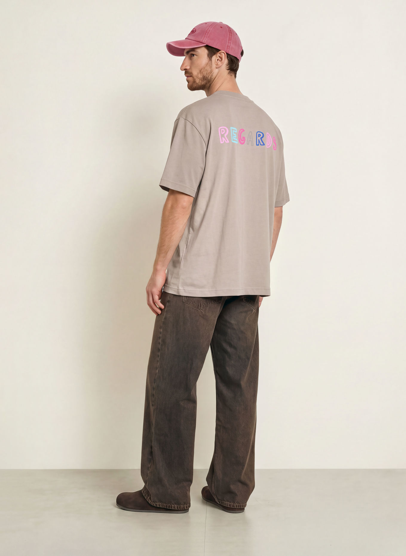 REGARDS T-shirt: TAUPE / PINK / BLUE