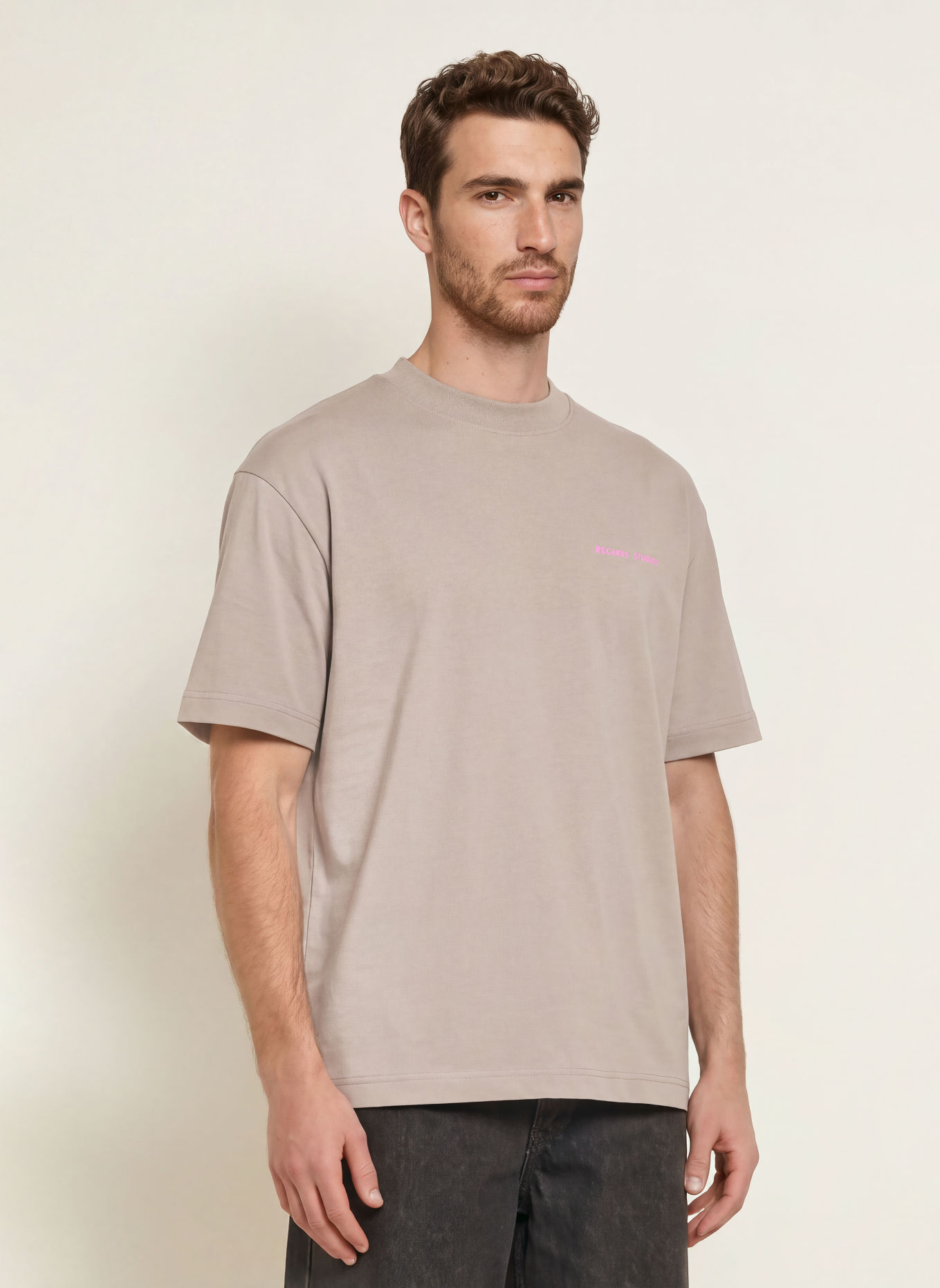 REGARDS T-shirt: TAUPE / PINK / BLUE