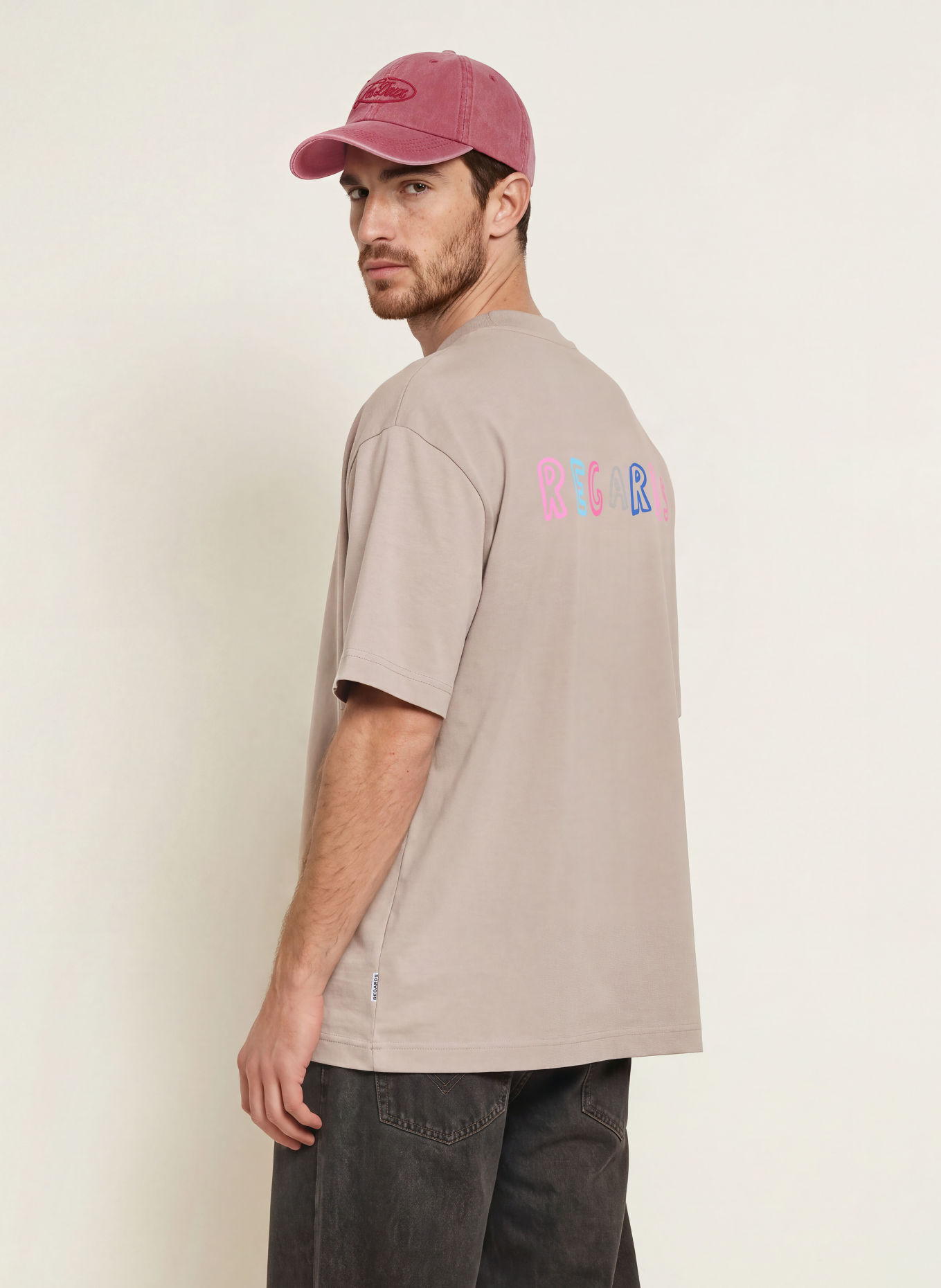 REGARDS T-shirt: TAUPE / PINK / BLUE
