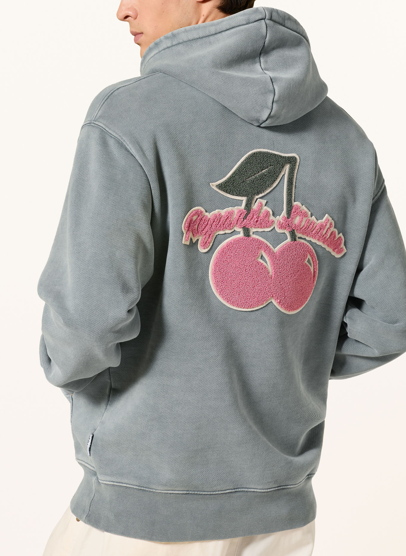 REGARDS Hoodie: GRAU / PINK / DUNKELGRÜN