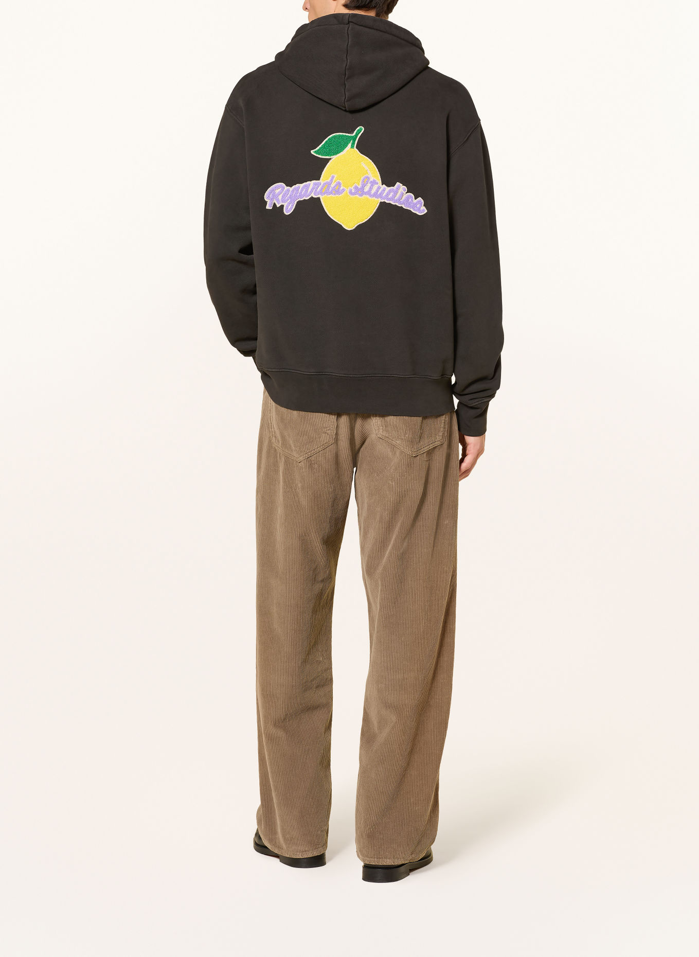 REGARDS Hoodie: DUNKELBRAUN / LILA / NEONGELB