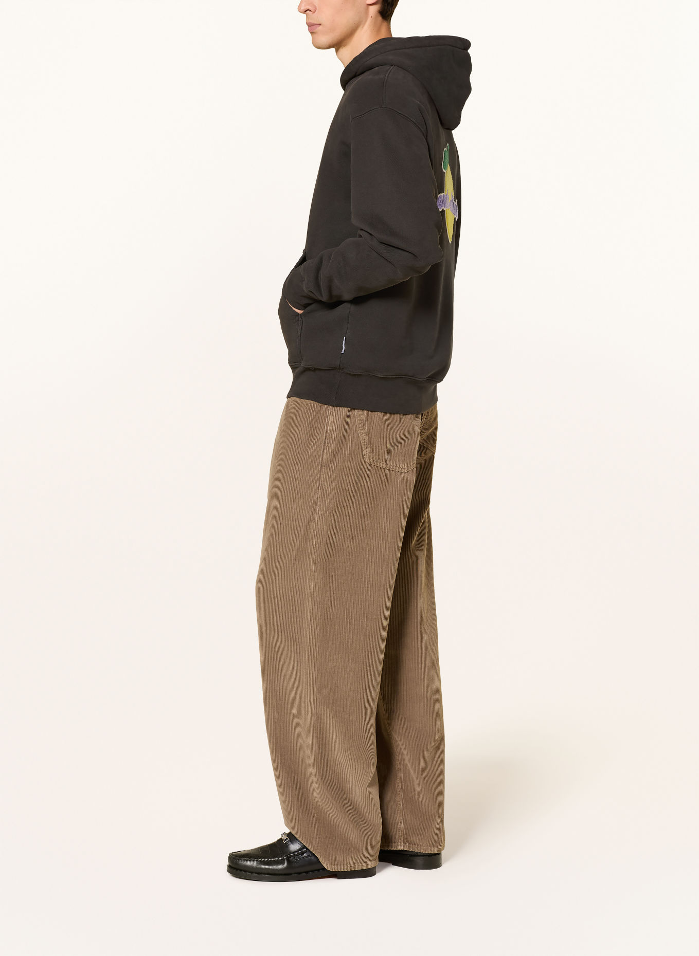 REGARDS Hoodie: DUNKELBRAUN / LILA / NEONGELB