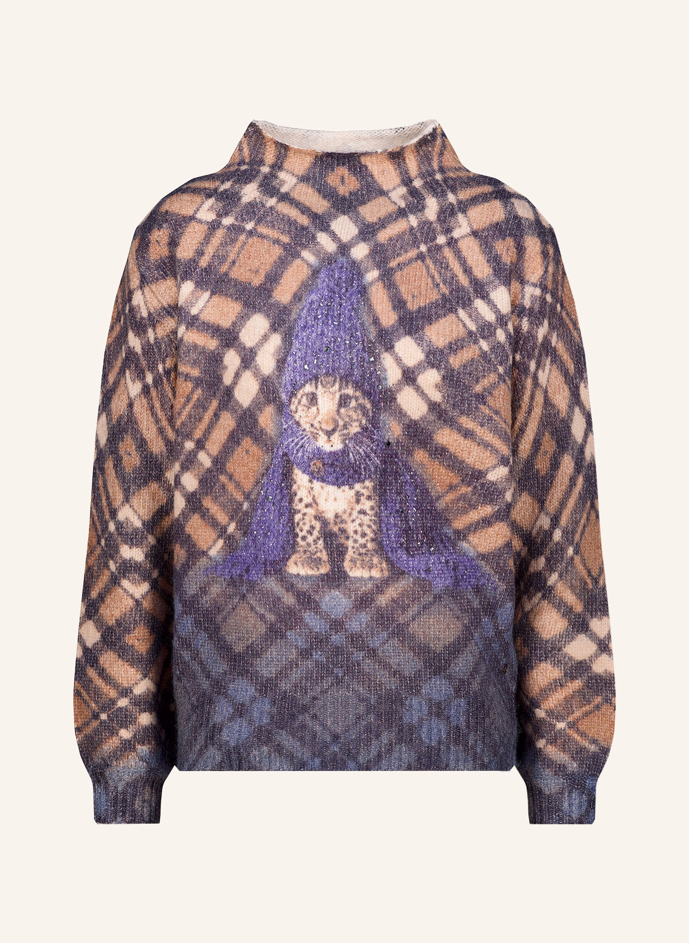 monari Pullover med smykkesten: MØRKEBLÅ / BEIGE / LILLA