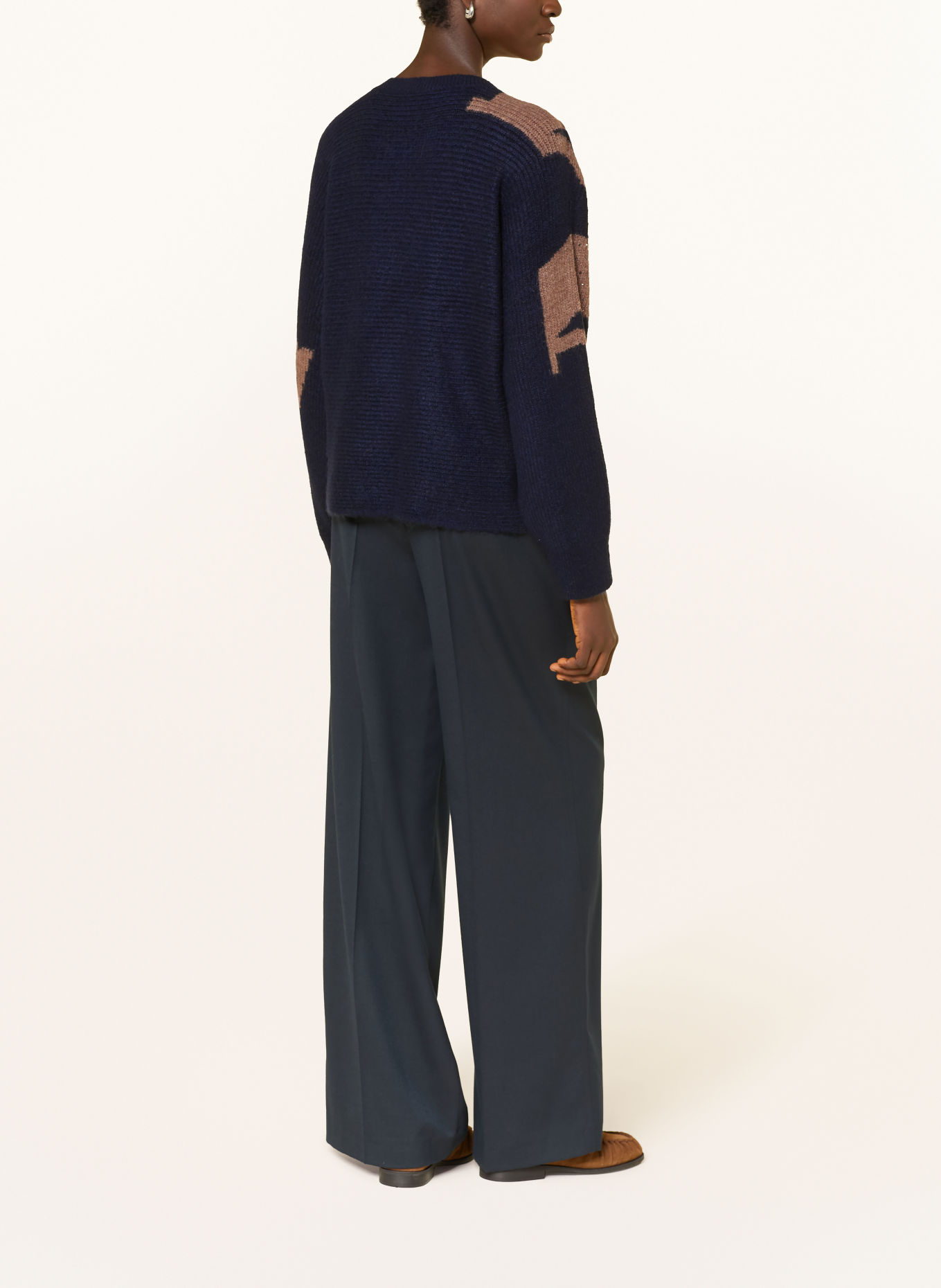 monari Sweater with decorative stones: DARK BLUE / BROWN