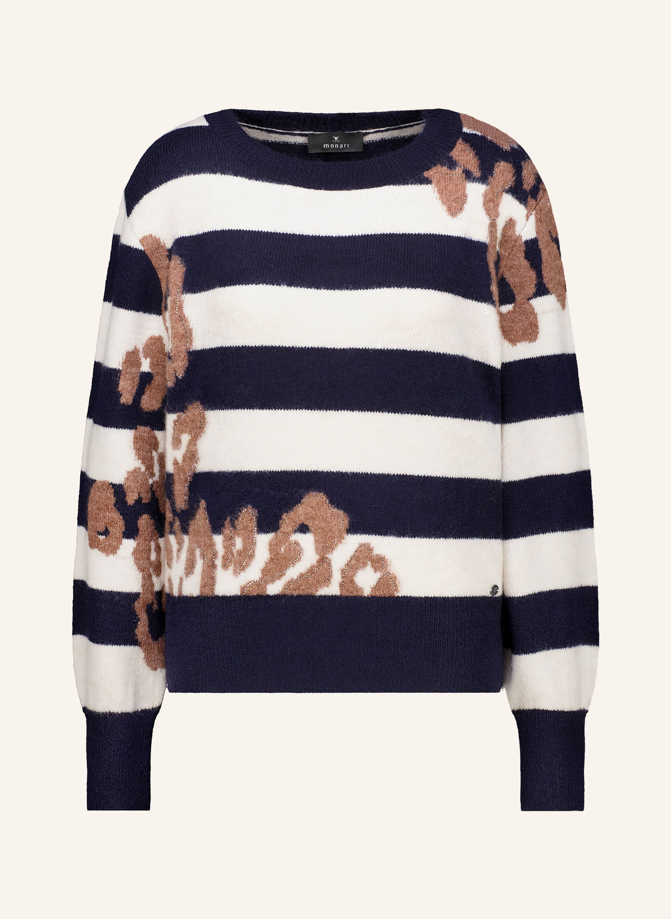 monari Sweater with gemstones: DARK BLUE / BROWN / ECRU