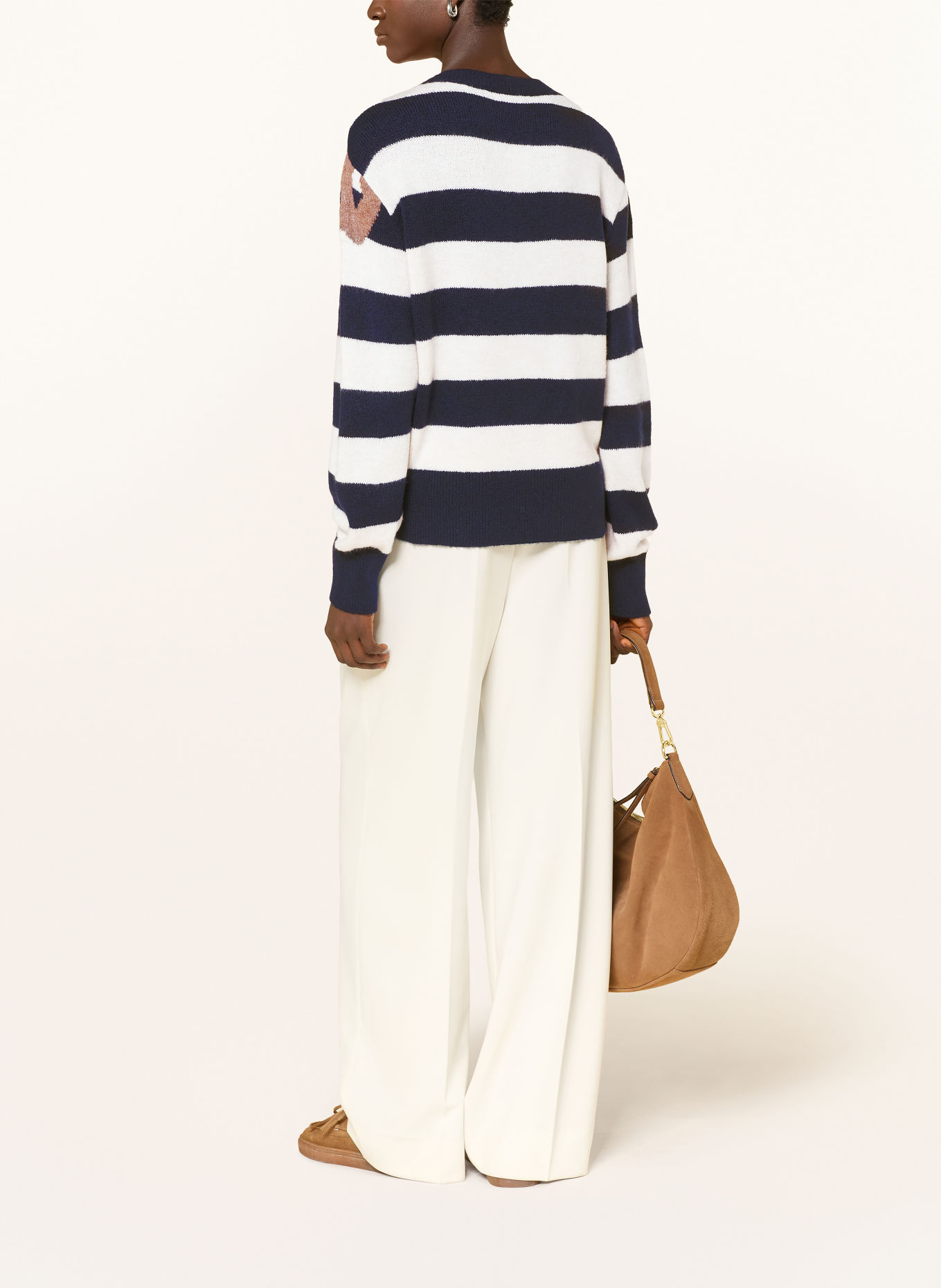 monari Sweater with gemstones: DARK BLUE / BROWN / ECRU