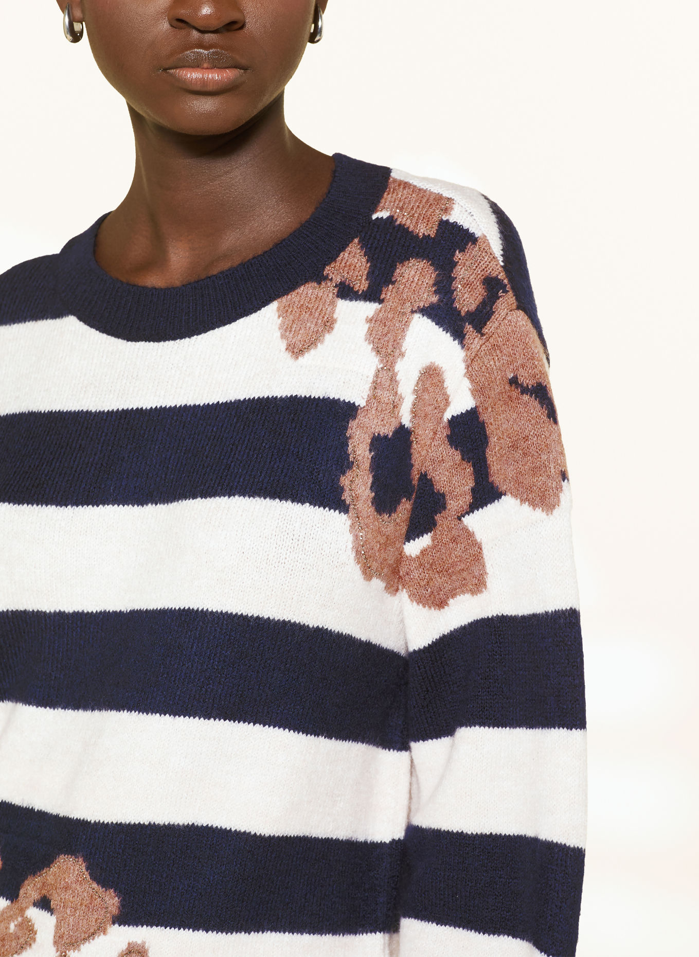 monari Sweater with gemstones: DARK BLUE / BROWN / ECRU