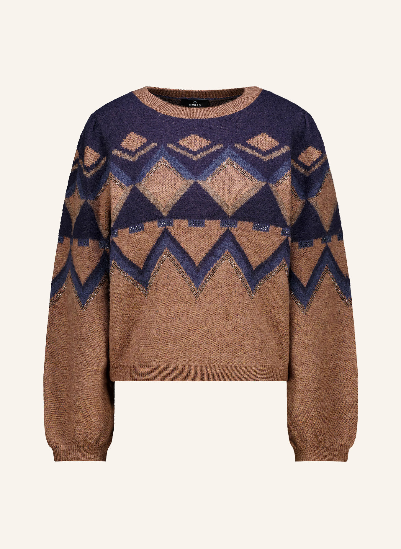 monari Pullover med smykkesten: BRUN / MØRKEBLÅ