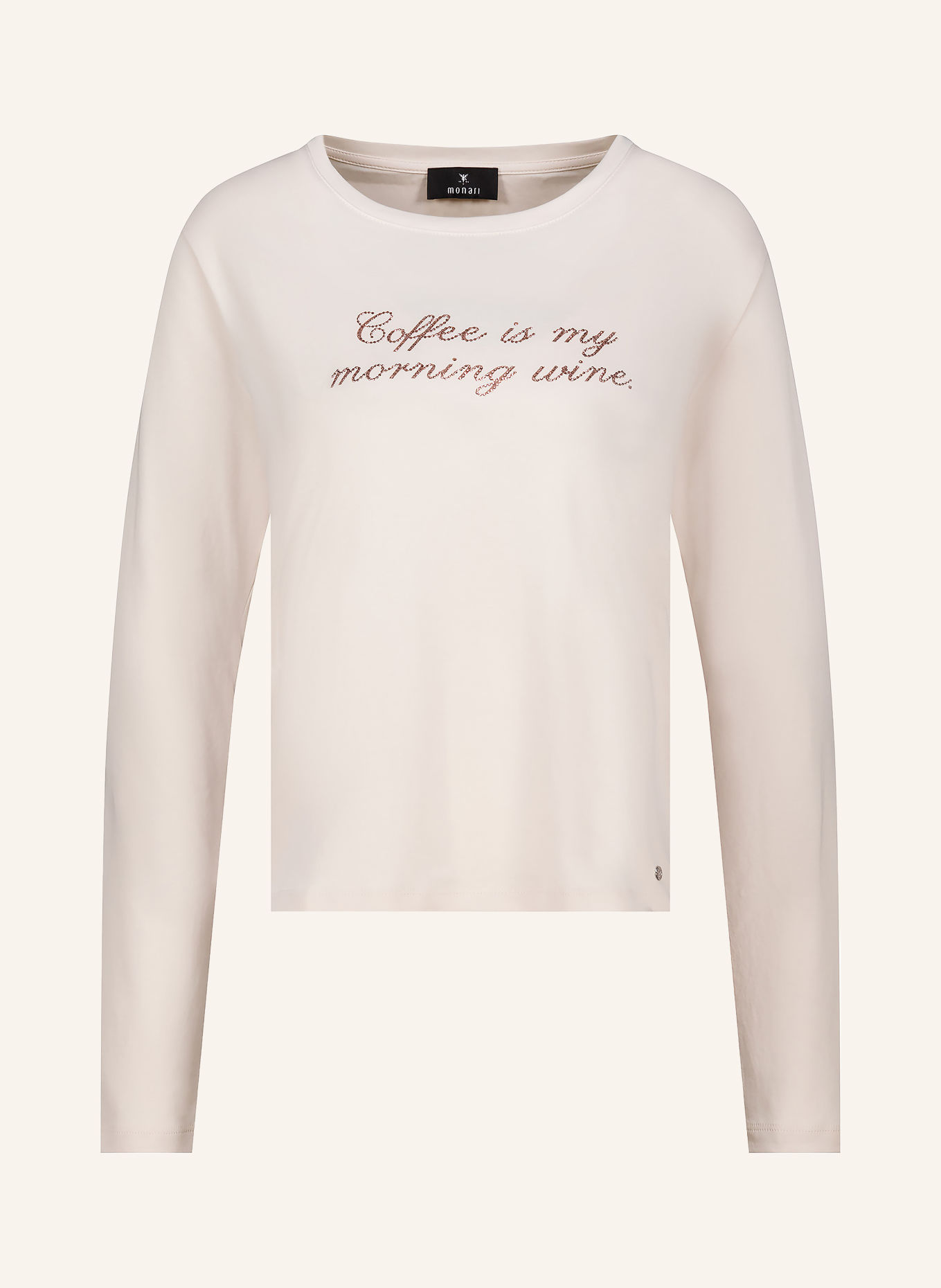 monari Long-sleeve shirt with gemstones: ECRU / BROWN