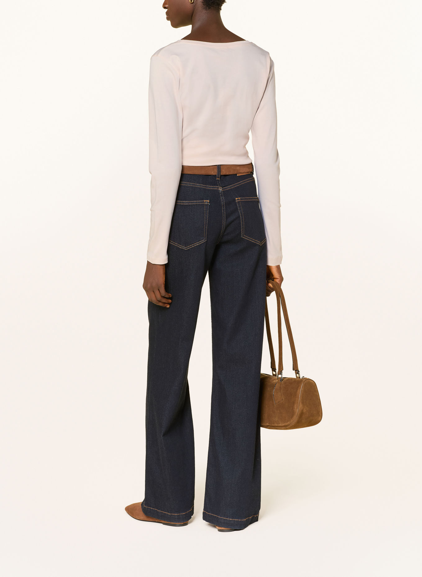monari Long-sleeve shirt with gemstones: ECRU / BROWN