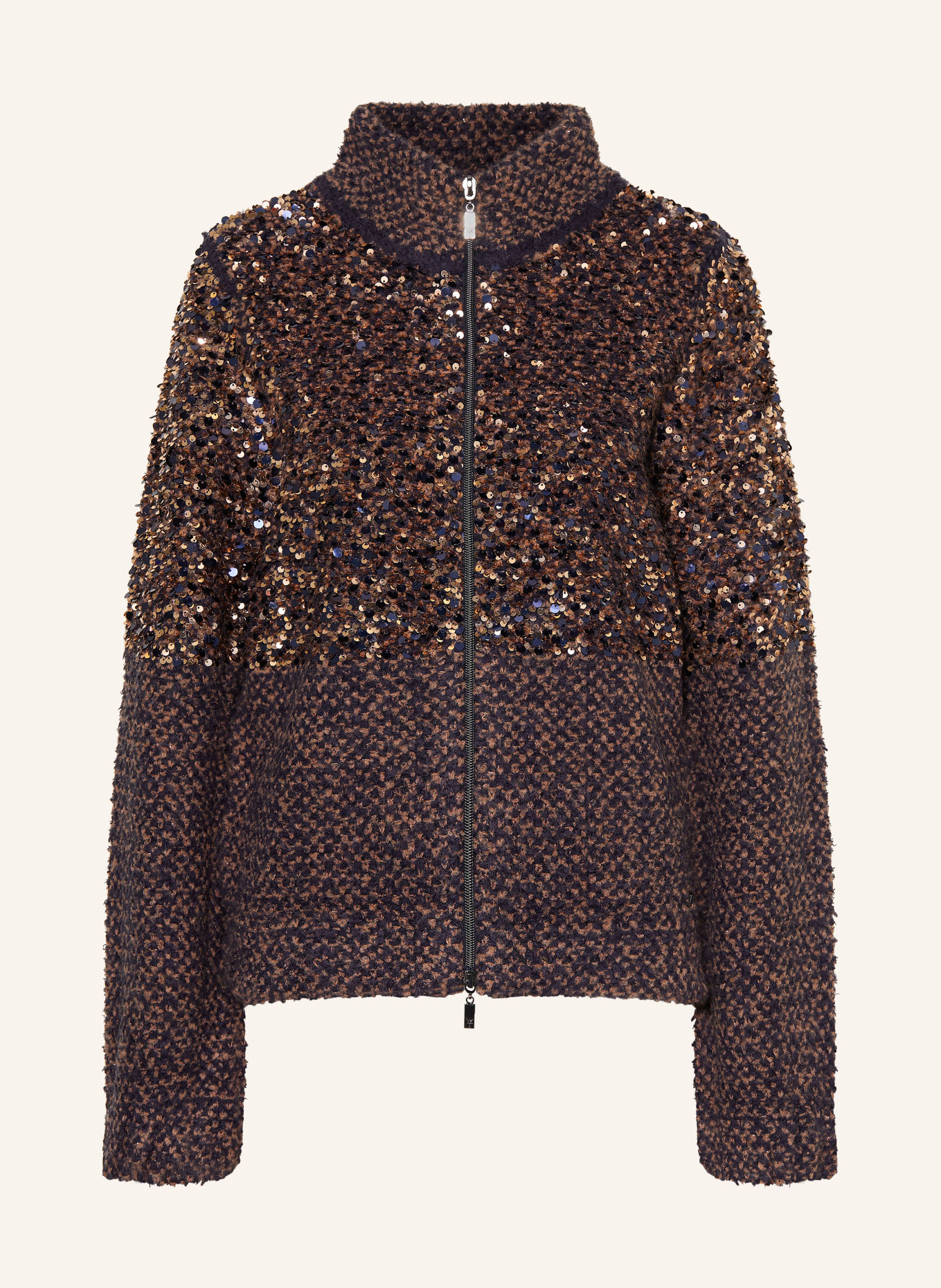 monari Sequin-embellished cardigan: DARK BLUE / CAMEL