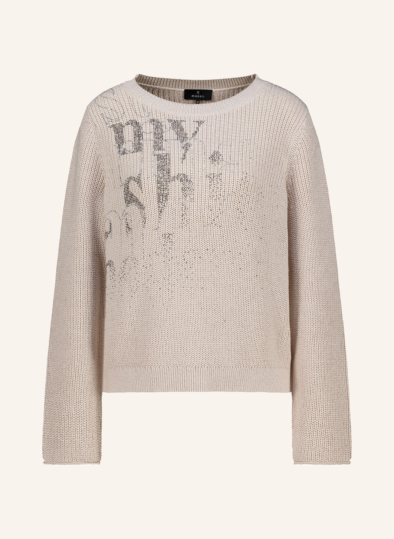 monari Pullover med glimmergarn og smykkesten: ECRU / SØLV