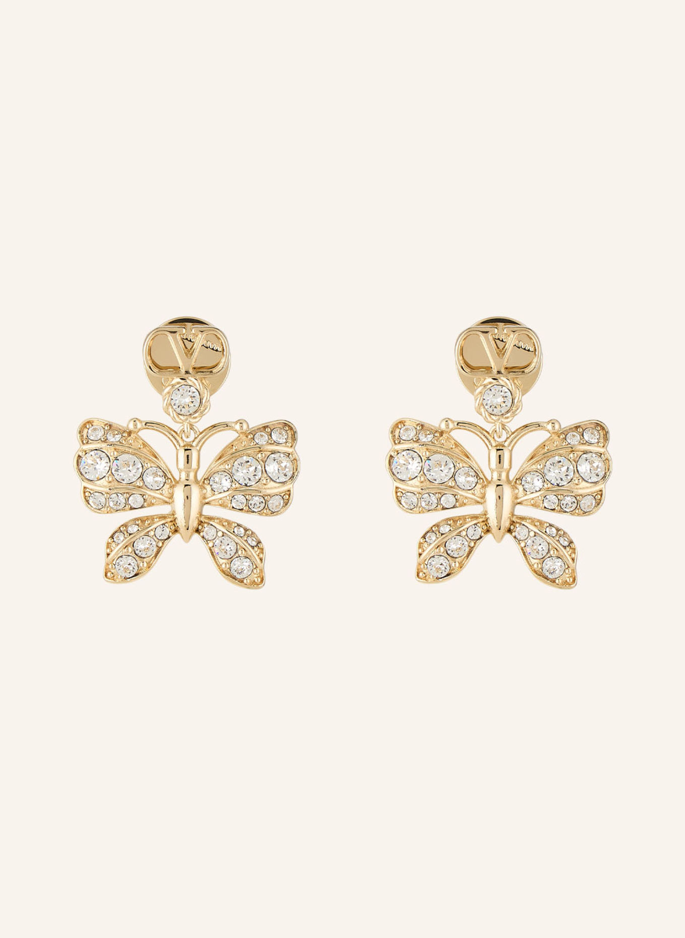 VALENTINO GARAVANI FLUTTERBY Drop Earrings: GOLD / WHITE