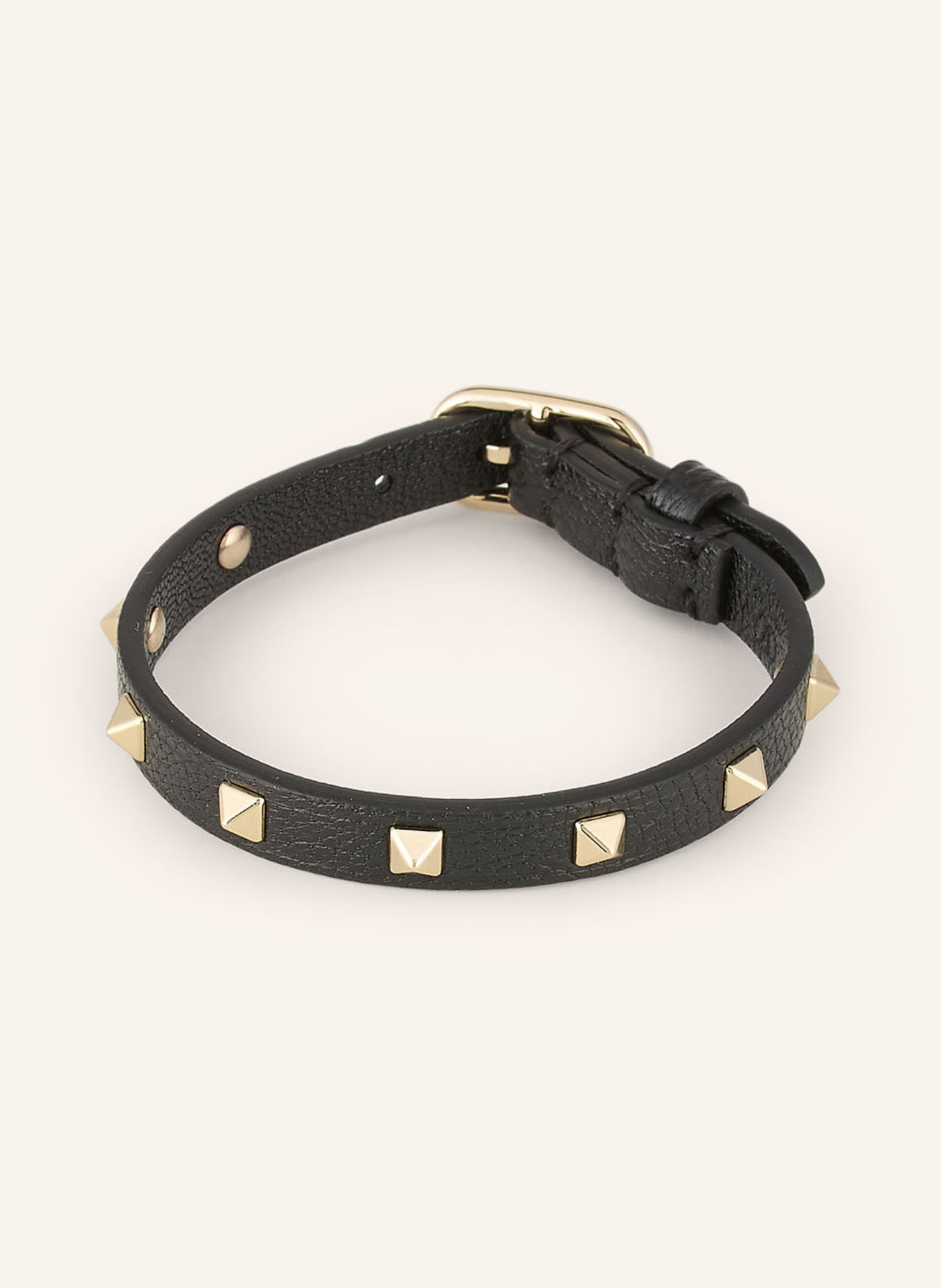 VALENTINO GARAVANI Lederarmband ROCKSTUD SPIKE: SCHWARZ / GOLD