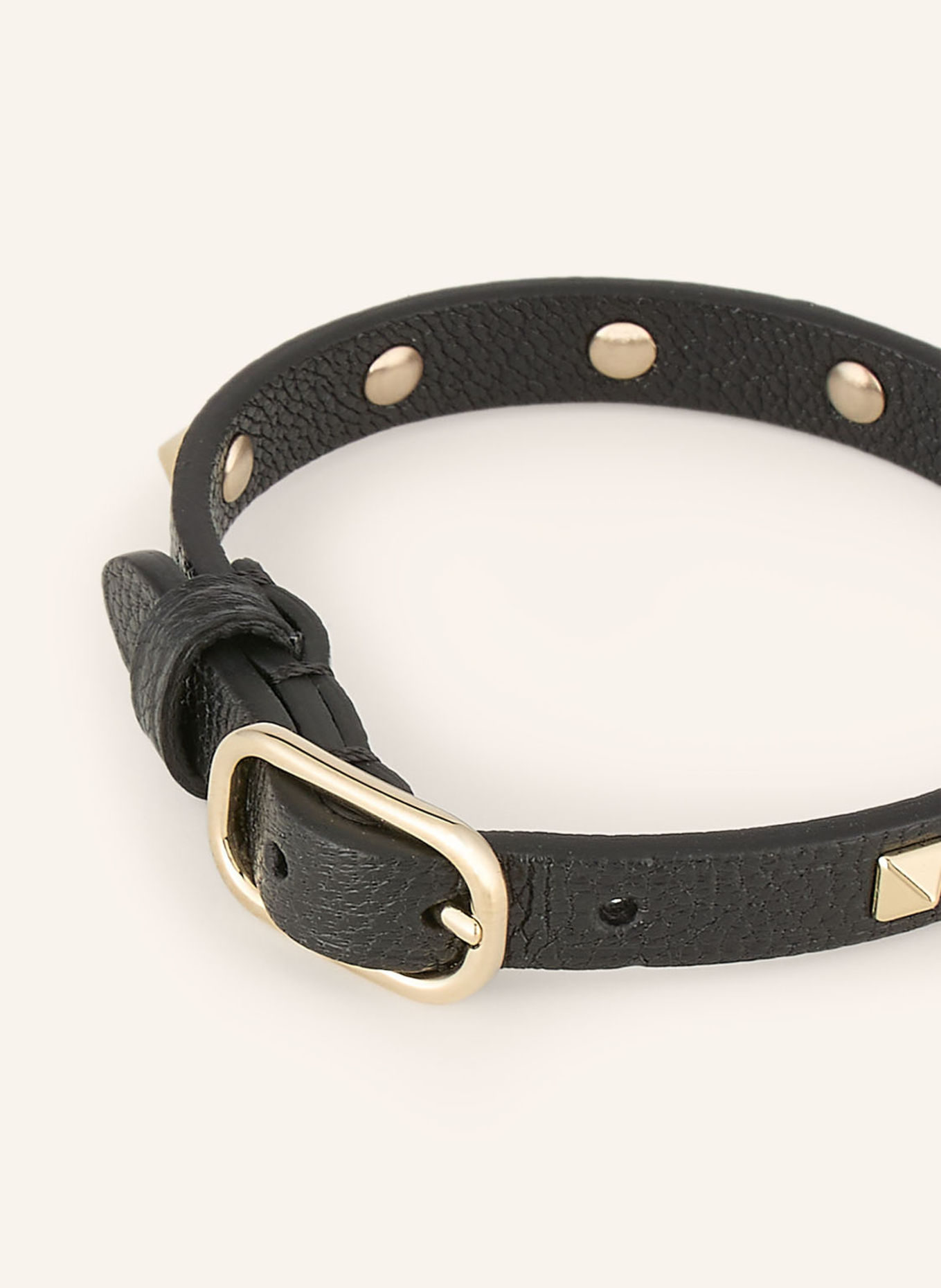 VALENTINO GARAVANI Lederarmband ROCKSTUD SPIKE: SCHWARZ / GOLD