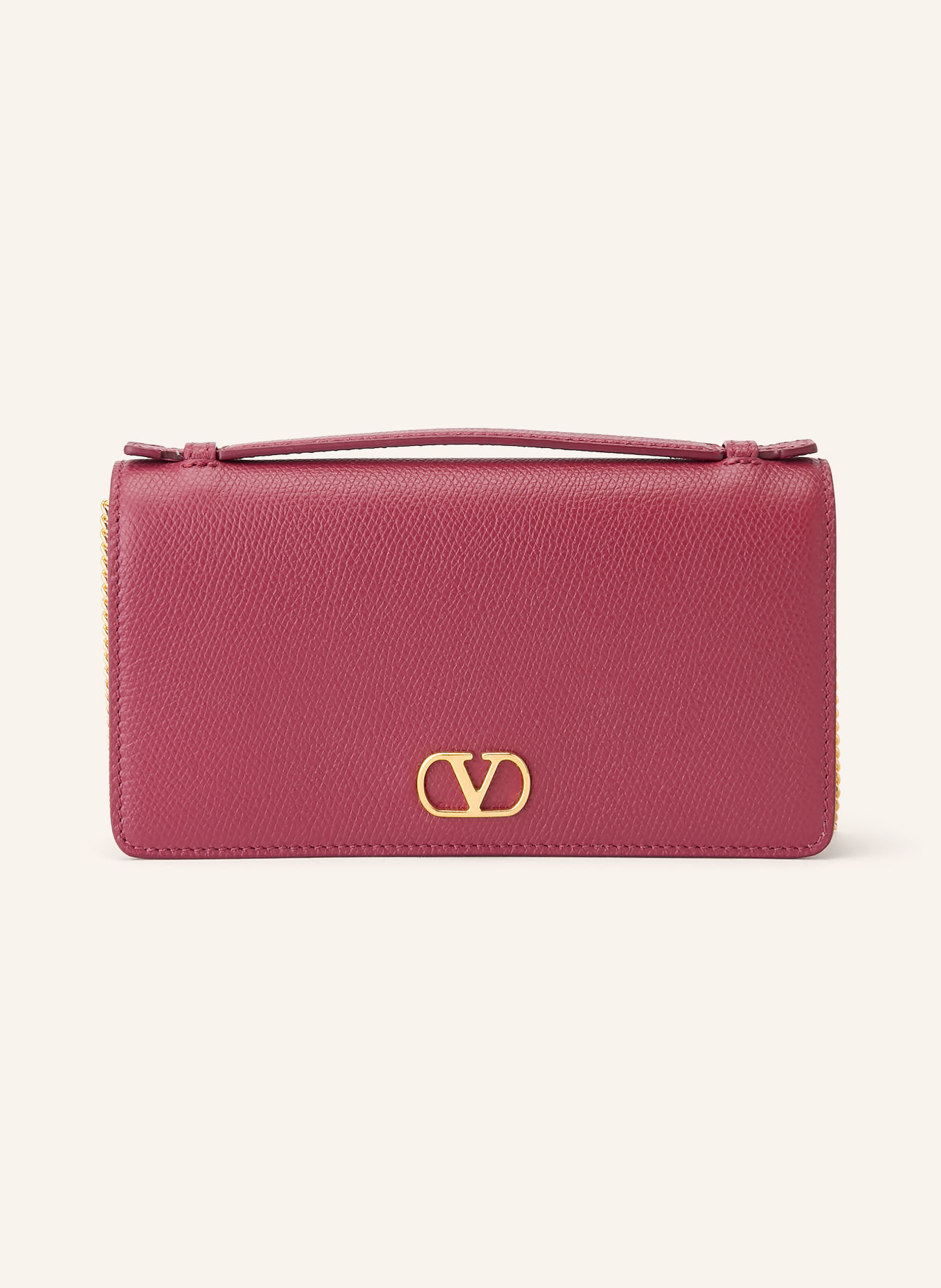 VALENTINO GARAVANI Portefeuille à chaîne VLOGO SIGNATURE: ROUGE FONCÉ / OR