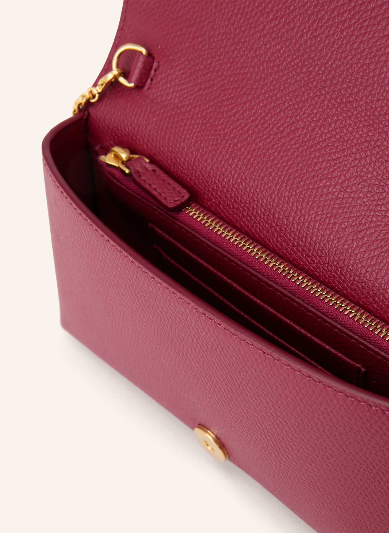 VALENTINO GARAVANI Portefeuille à chaîne VLOGO SIGNATURE: ROUGE FONCÉ / OR