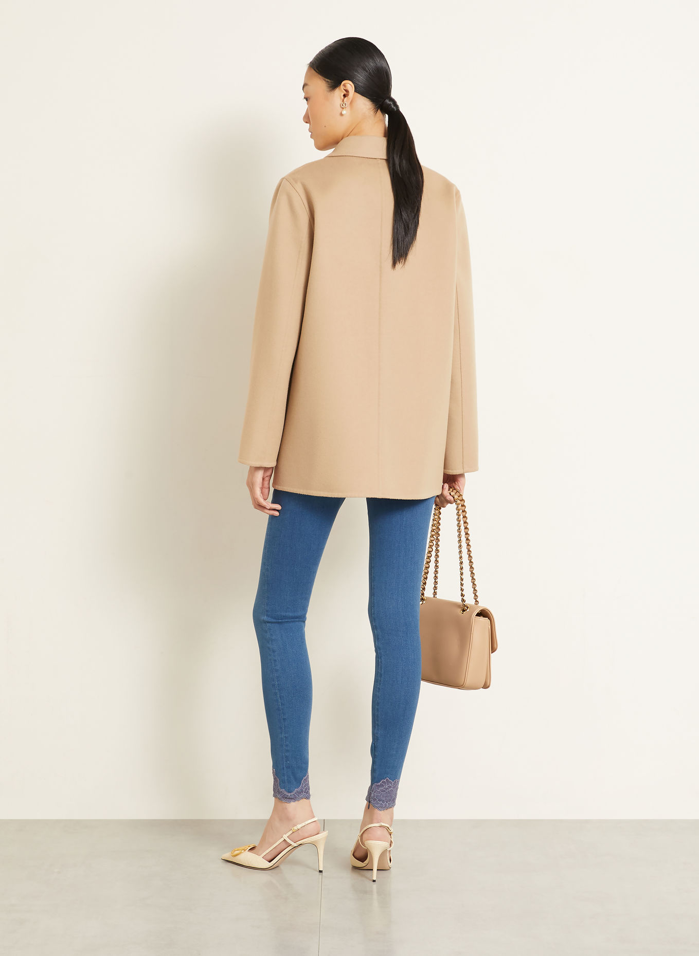 VALENTINO Skinny Jeans mit Spitze: 558 MEDIUM BLUE DENIM