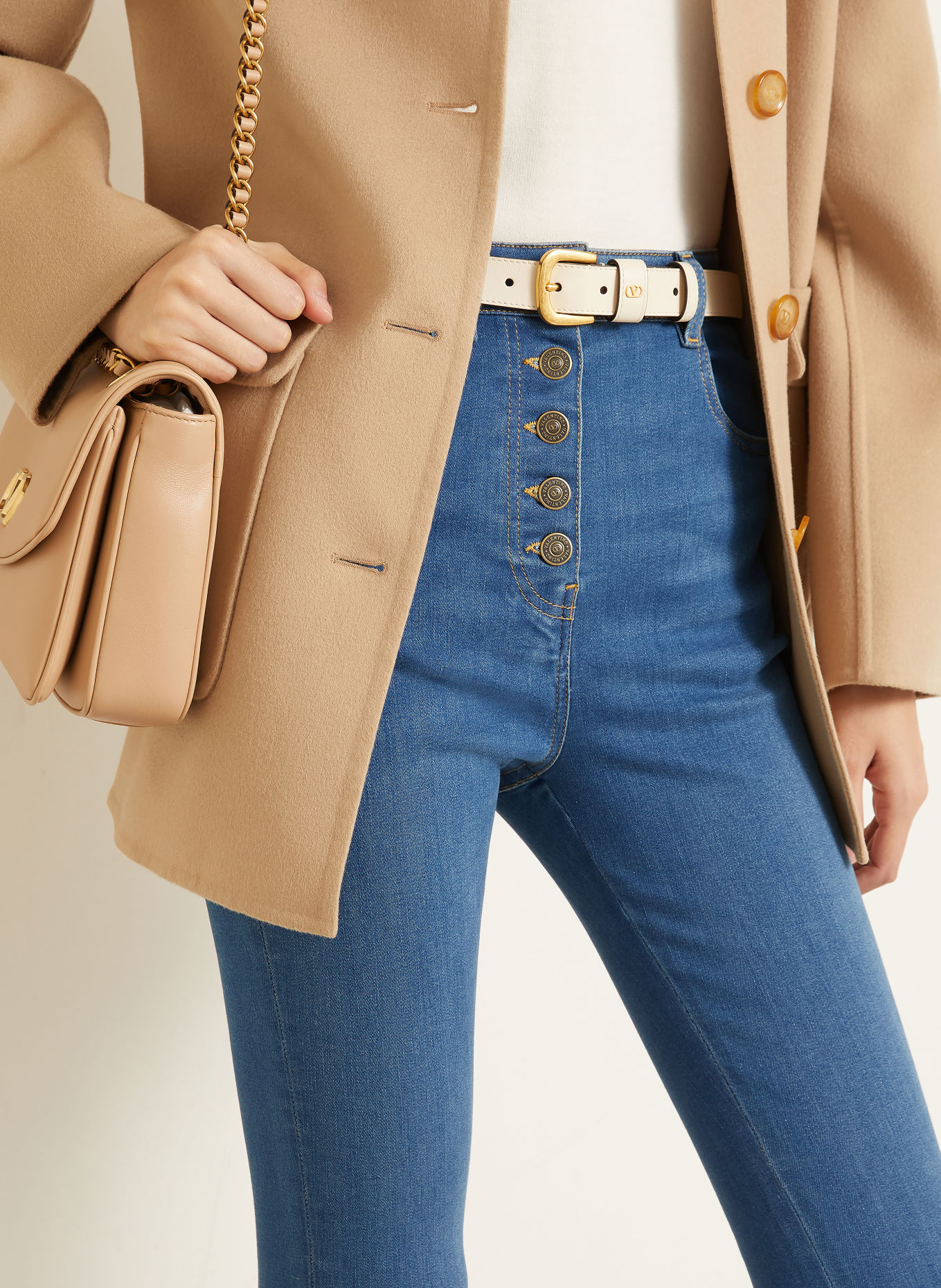 VALENTINO Skinny Jeans mit Spitze: 558 MEDIUM BLUE DENIM
