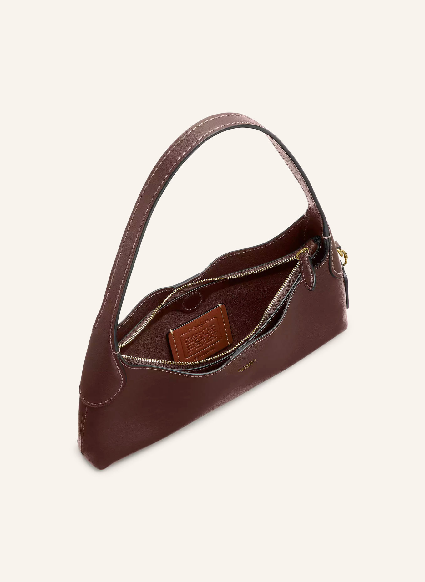 COACH Schoudertas BROOKLYN 26: MARRON FONCÉ / GOUD