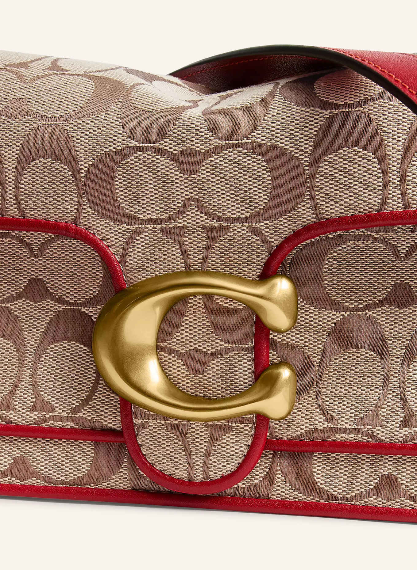 COACH Schultertasche TABBY: HELLBRAUN / DUNKELBRAUN / ROT