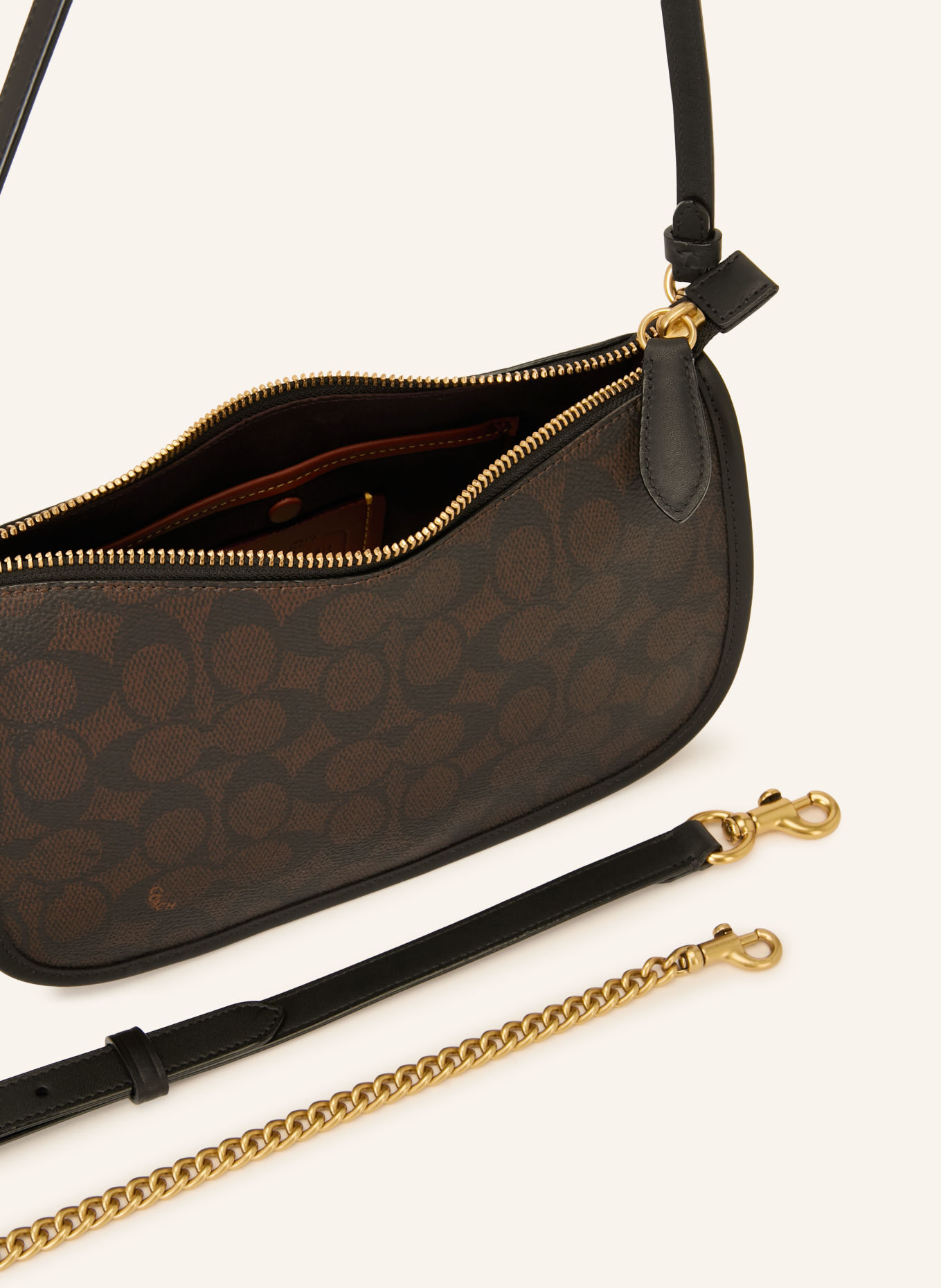 COACH Crossbody-taske WAVERLY: SORT / GULD / MØRKEBRUN