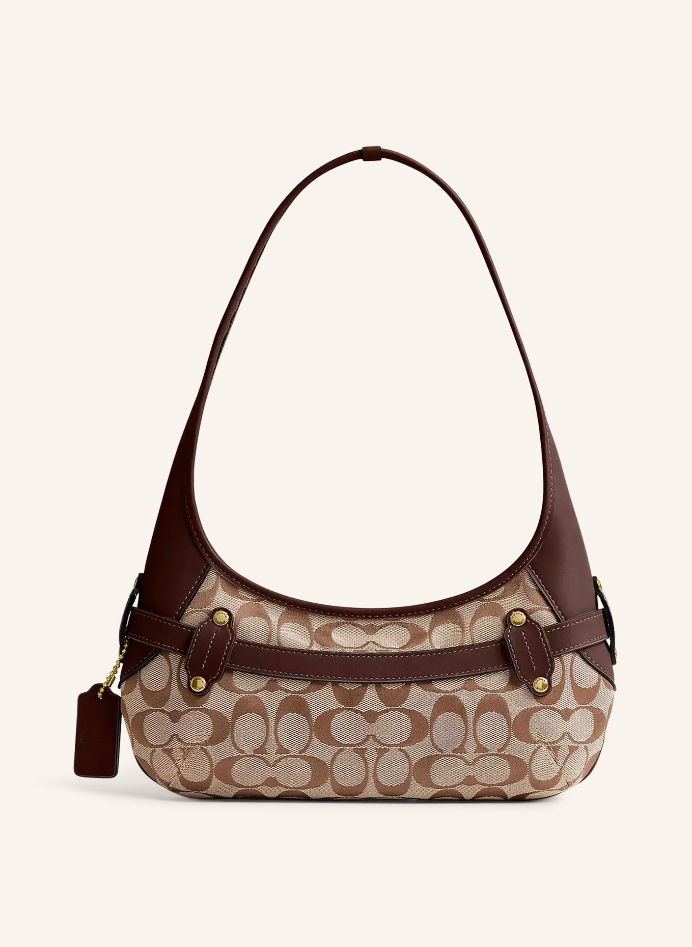 COACH Shoulder bag: BEIGE / GOLD / DARK BROWN