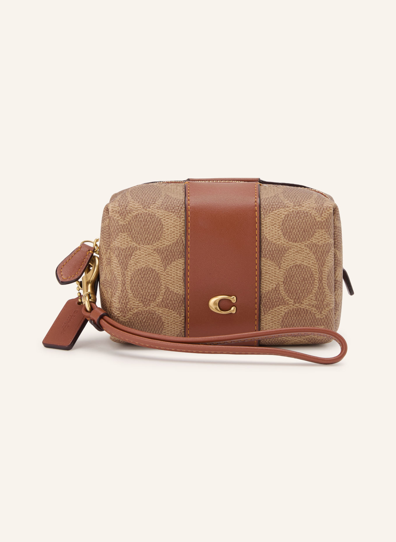 COACH Kosmetiktasche ESSENTIAL MINI: BRAUN / GOLD / HELLBRAUN