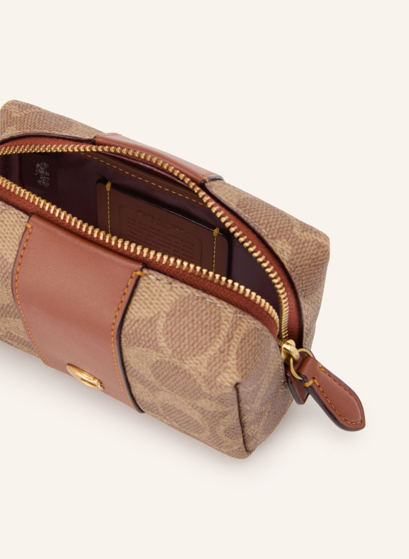 COACH Kosmetiktasche ESSENTIAL MINI: BRAUN / GOLD / HELLBRAUN