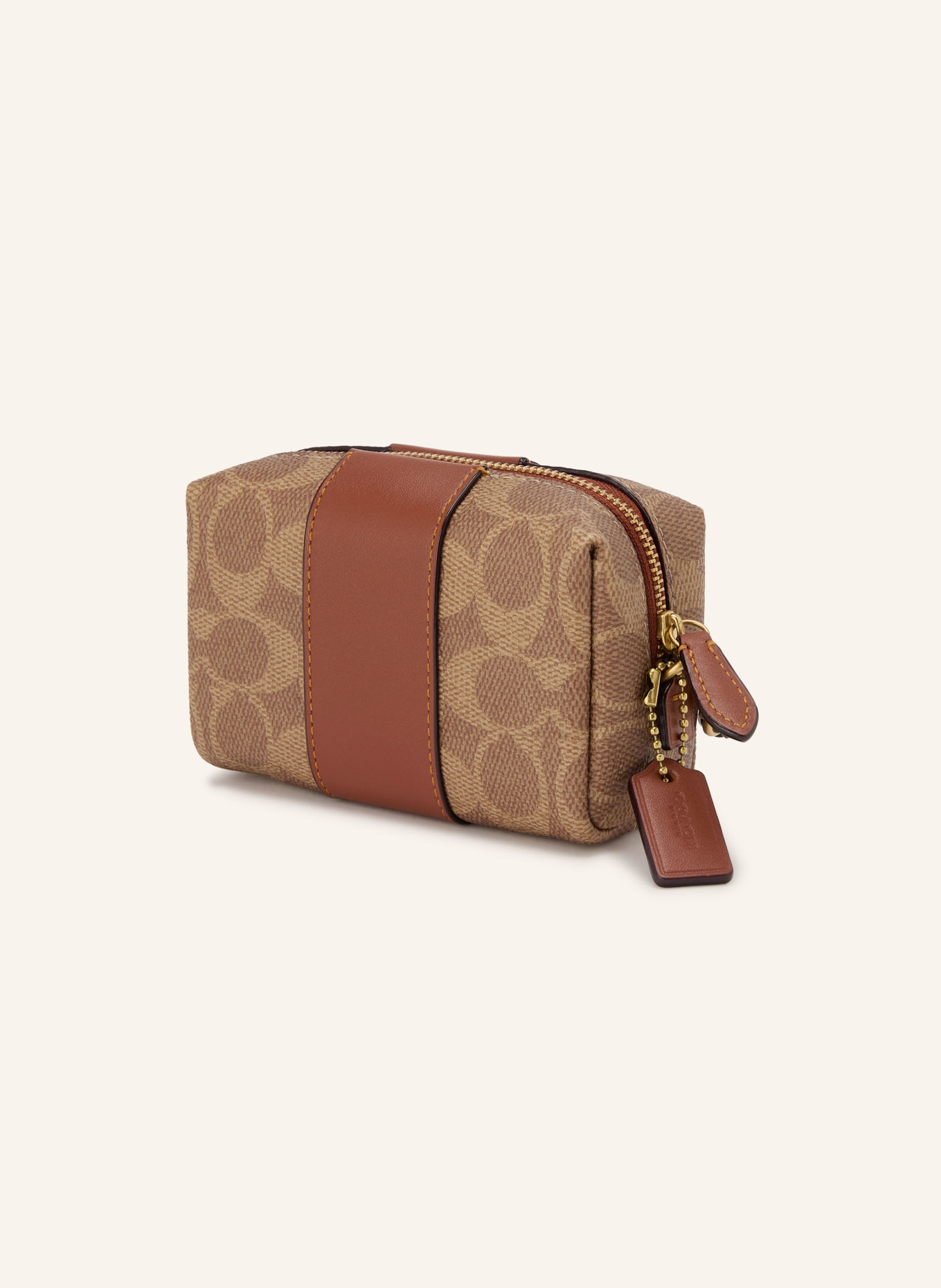 COACH Kosmetiktasche ESSENTIAL MINI: BRAUN / GOLD / HELLBRAUN