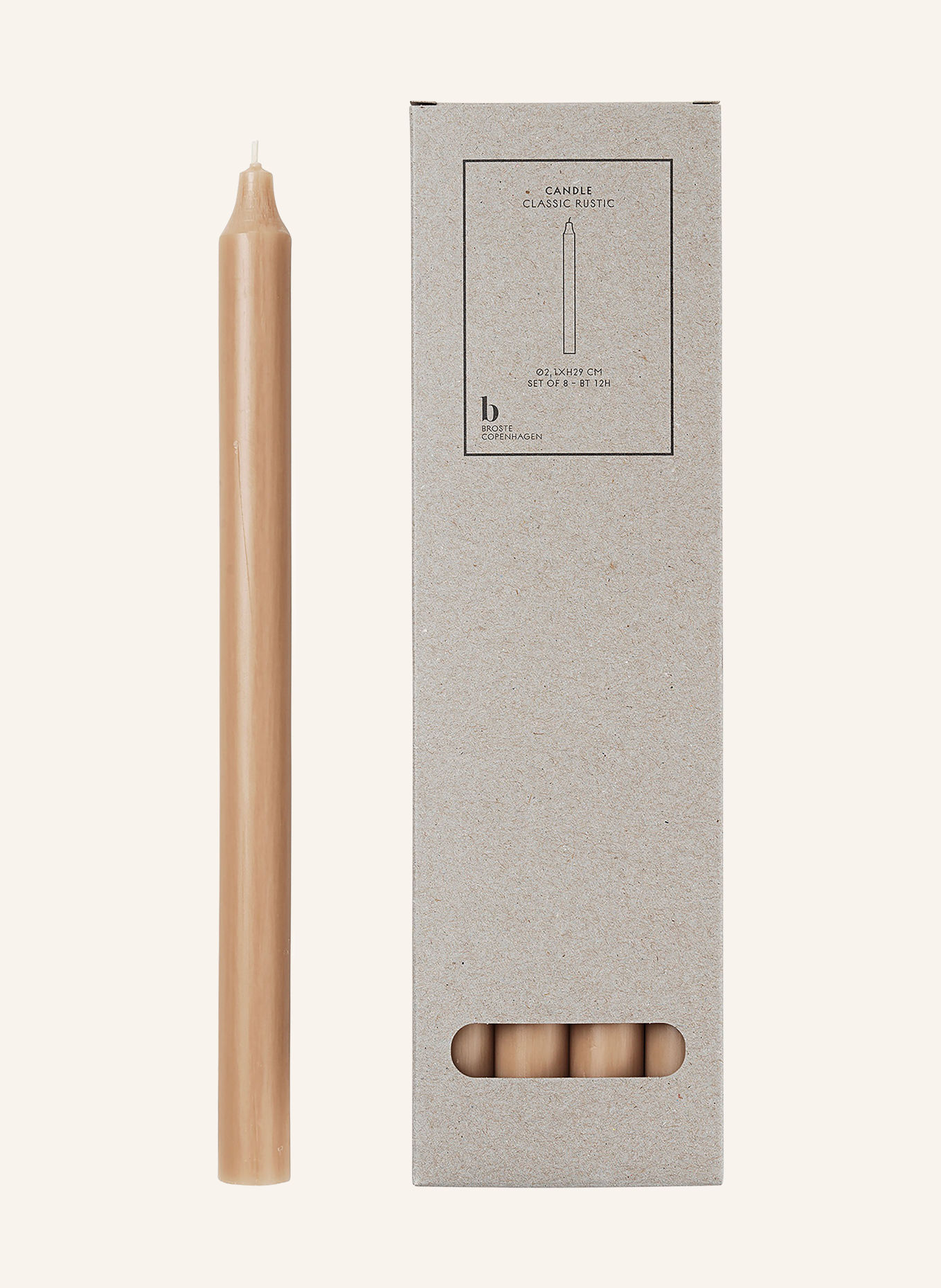 BROSTE COPENHAGEN 8er-Set Stabkerzen CLASSIC RUSTIC: BEIGE