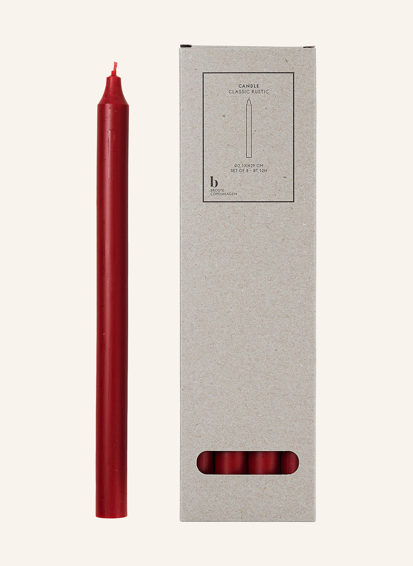 BROSTE COPENHAGEN 8er-Set Stabkerzen CLASSIC RUSTIC: ROT