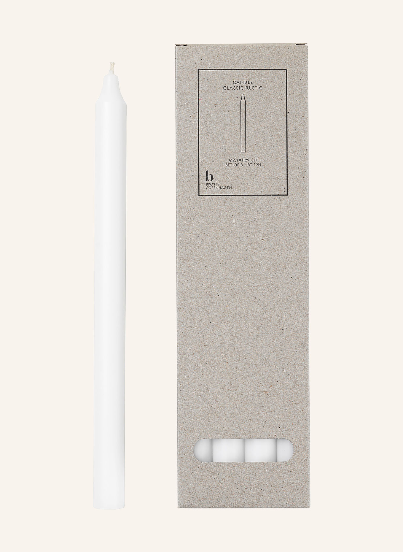 BROSTE COPENHAGEN 8er-Set Stabkerzen CLASSIC RUSTIC: WEISS
