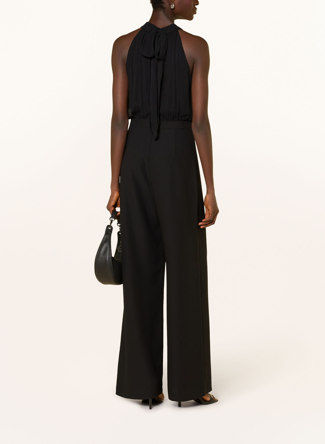 MAX & Co. DENVER1 jumpsuit in a mix of materials with a bow tie: BLACK
