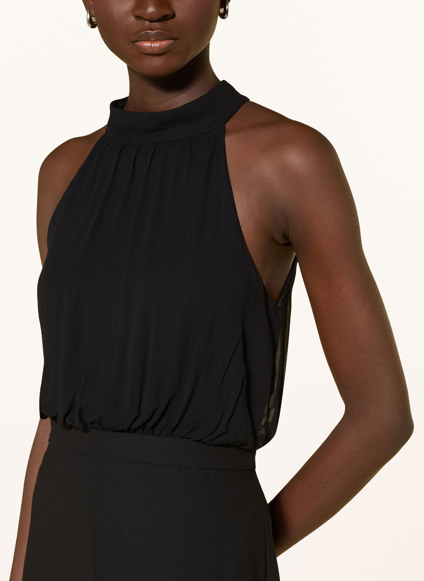 MAX & Co. DENVER1 jumpsuit in a mix of materials with a bow tie: BLACK