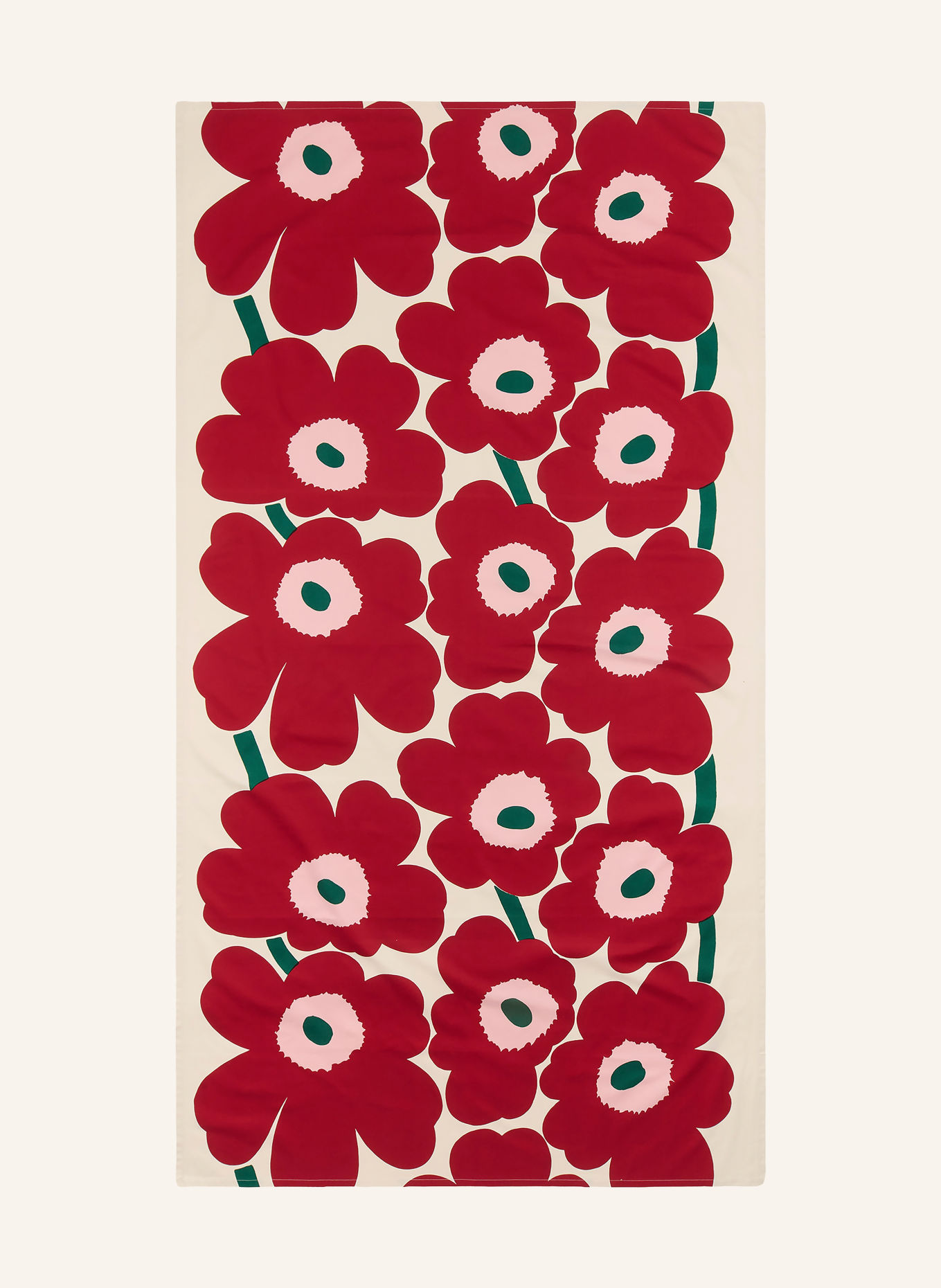 marimekko UNIKKO Tablecloth: BEIGE / DARK RED / DARK GREEN