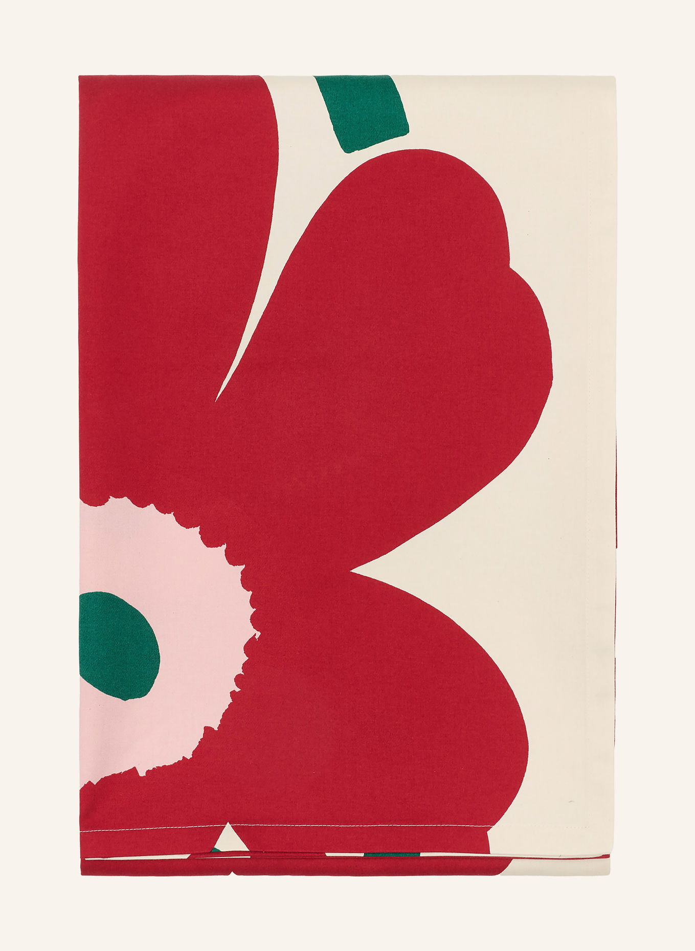 marimekko UNIKKO Tablecloth: BEIGE / DARK RED / DARK GREEN