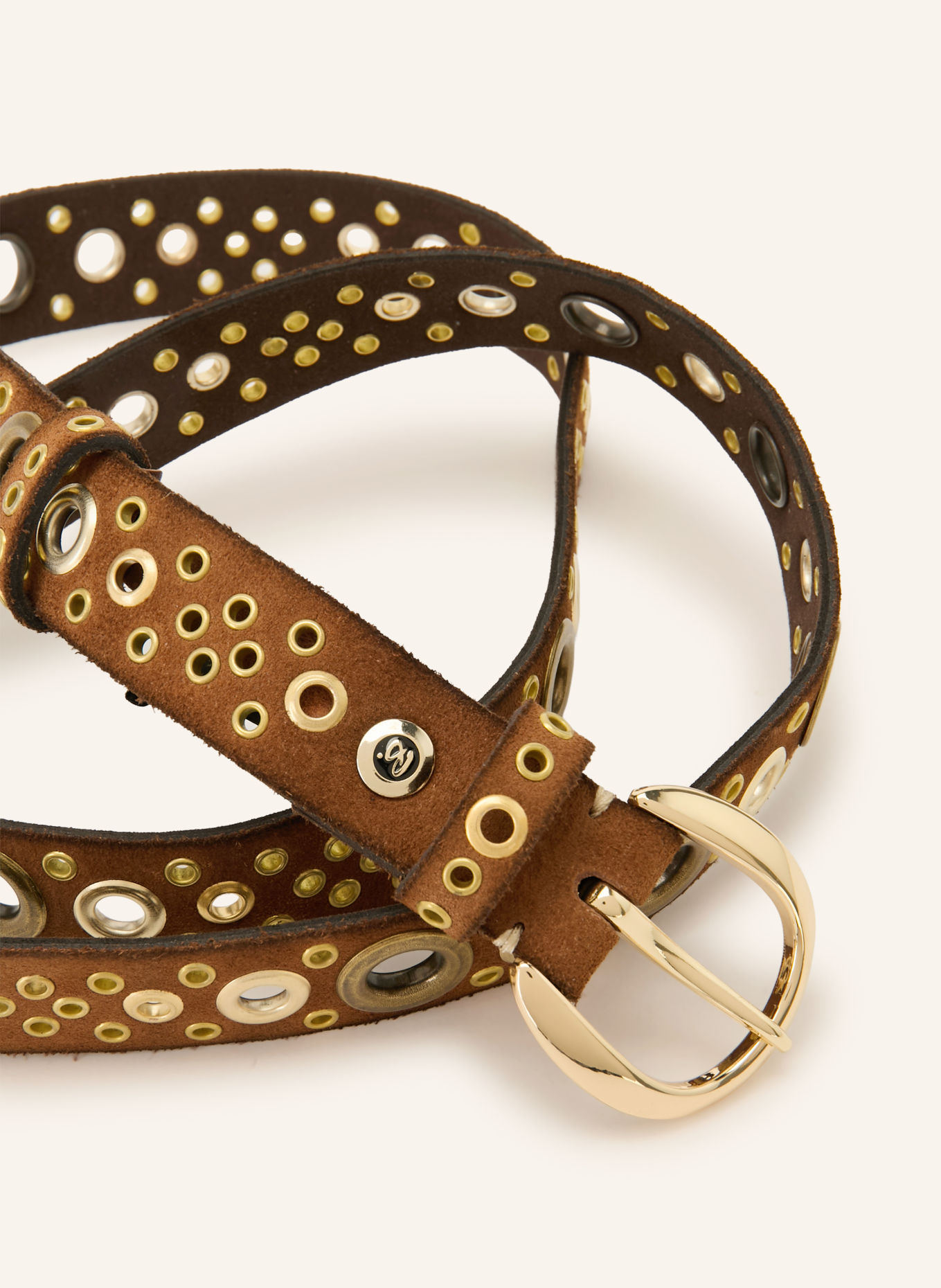 b.belt Ledergürtel: BRAUN / GOLD
