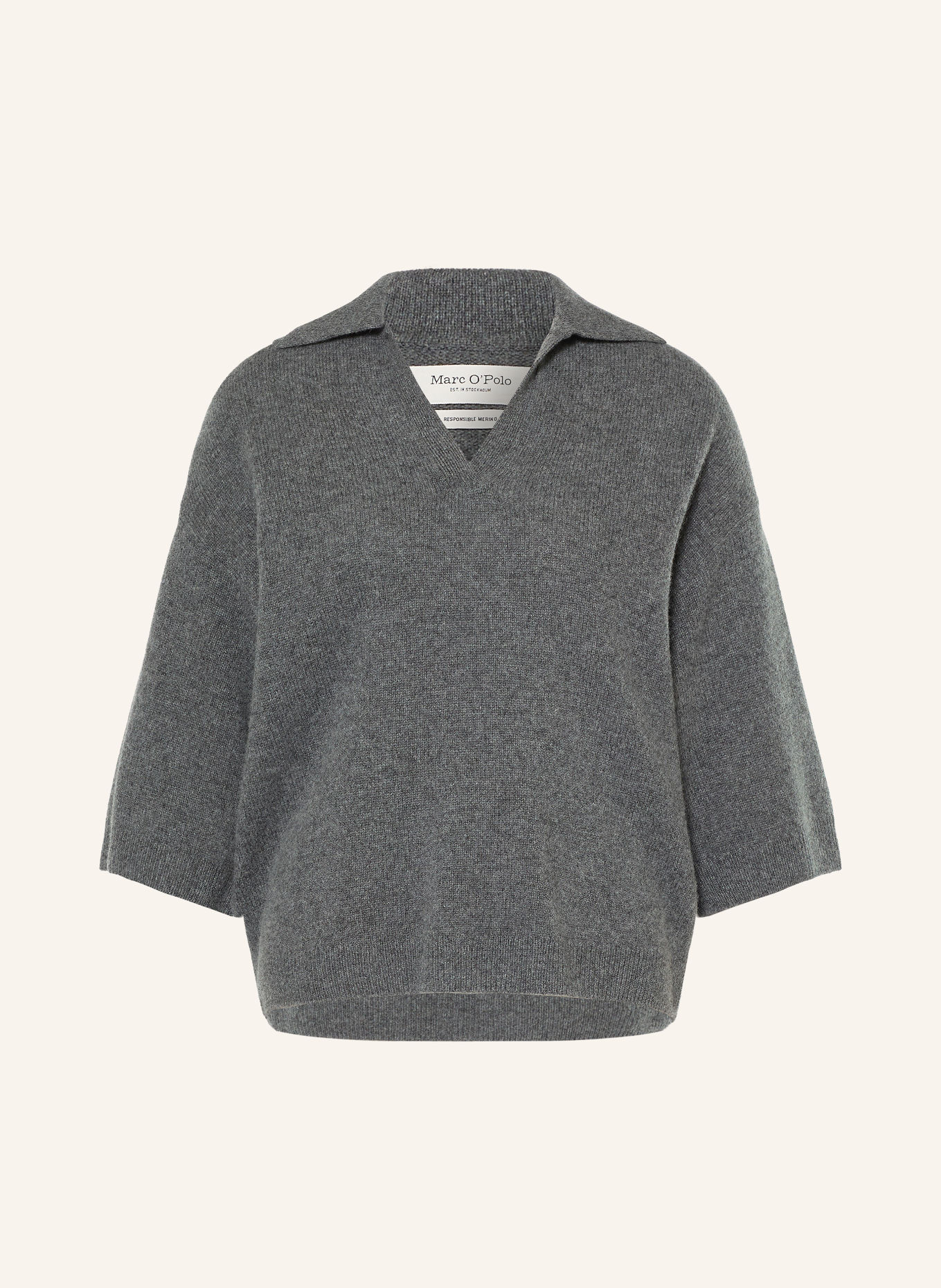 Marc O'Polo Pullover mit 3/4-Arm: DUNKELGRAU