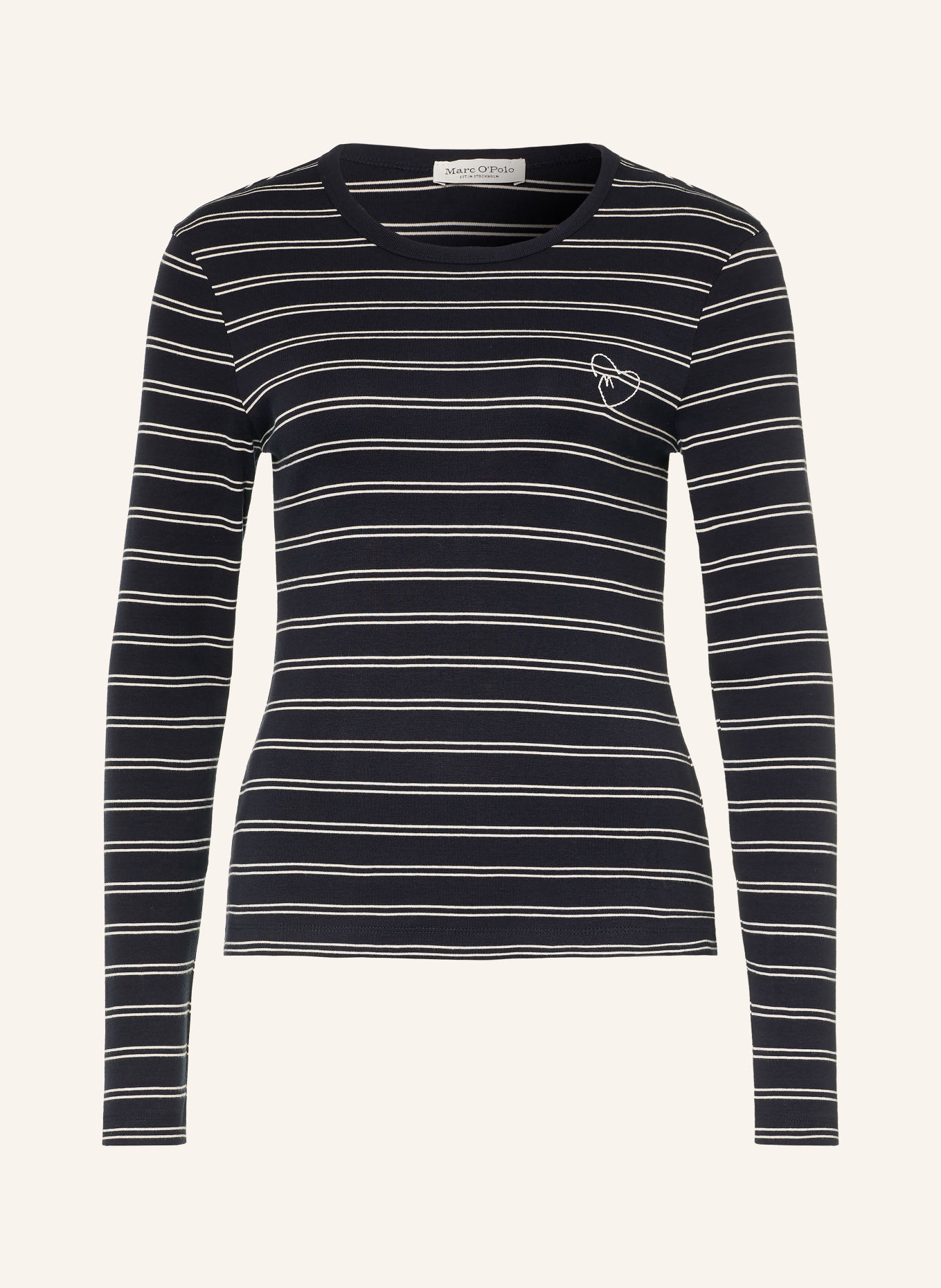 Marc O'Polo Long-sleeve shirt: DARK BLUE / WHITE