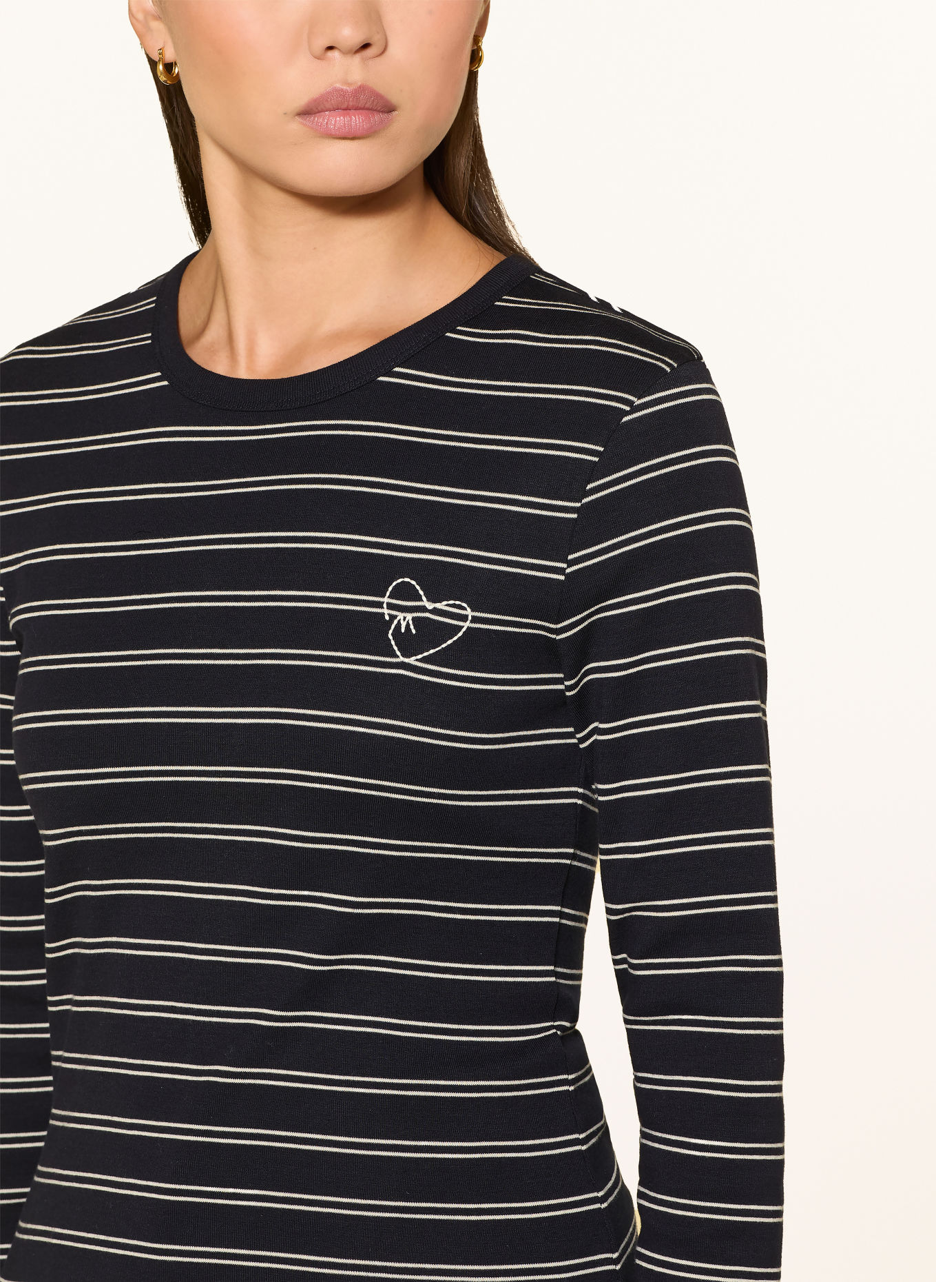 Marc O'Polo Long-sleeve shirt: DARK BLUE / WHITE