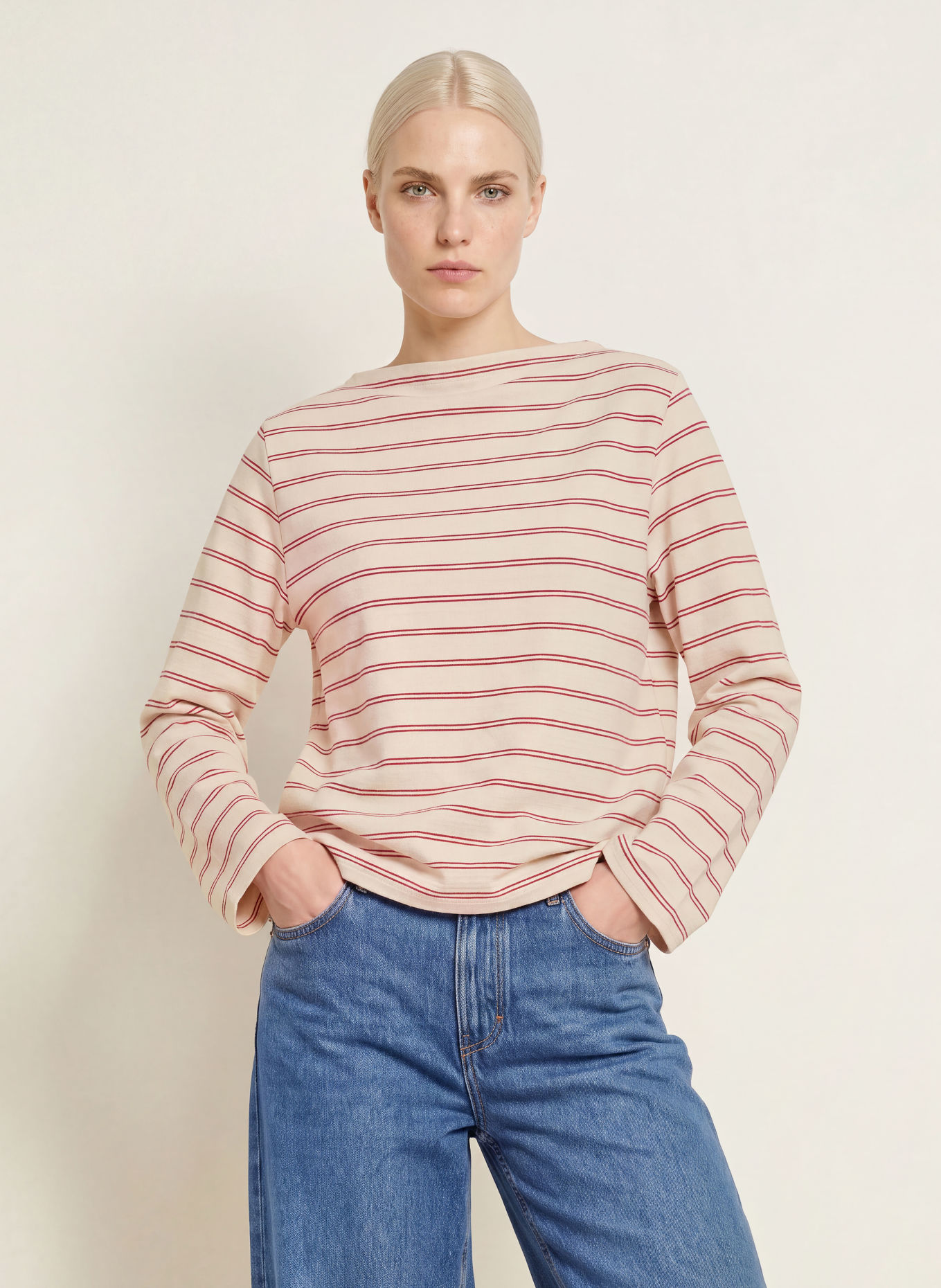 Marc O'Polo Sweatshirt: ECRU / DARK RED