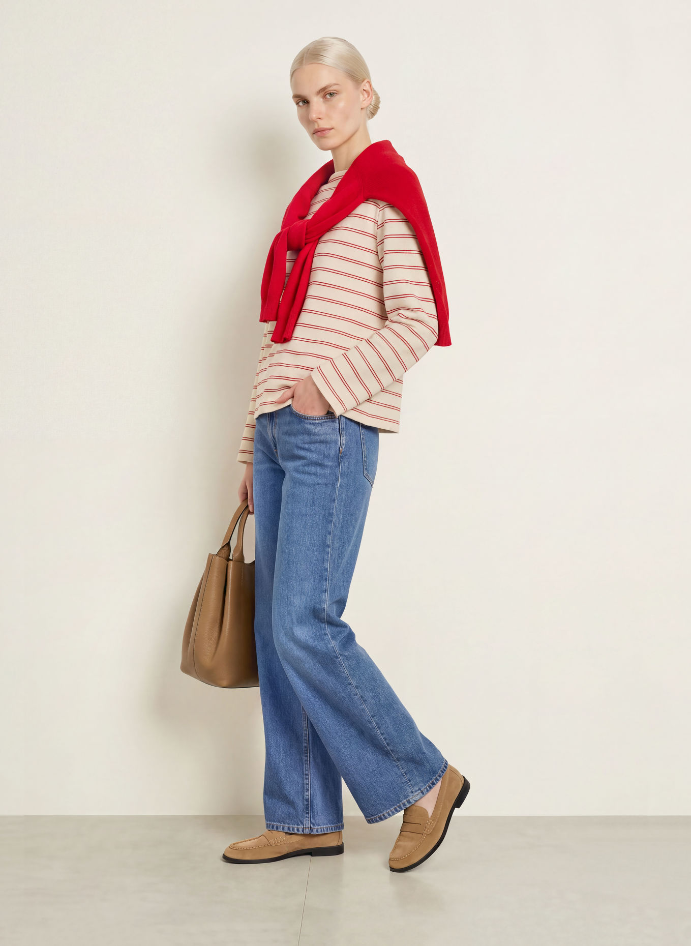 Marc O'Polo Sweatshirt: ECRU / DARK RED