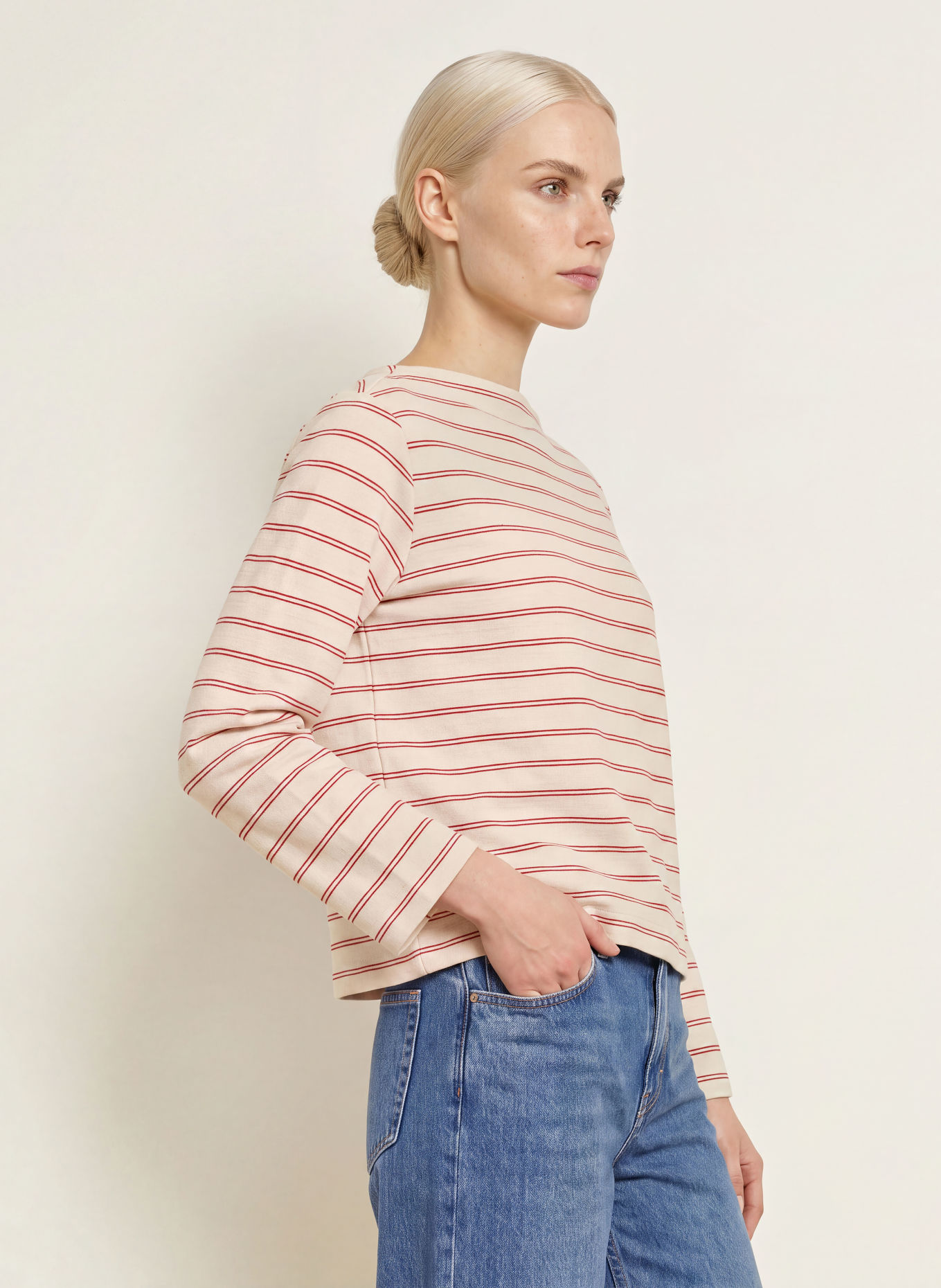 Marc O'Polo Sweatshirt: ECRU / DARK RED