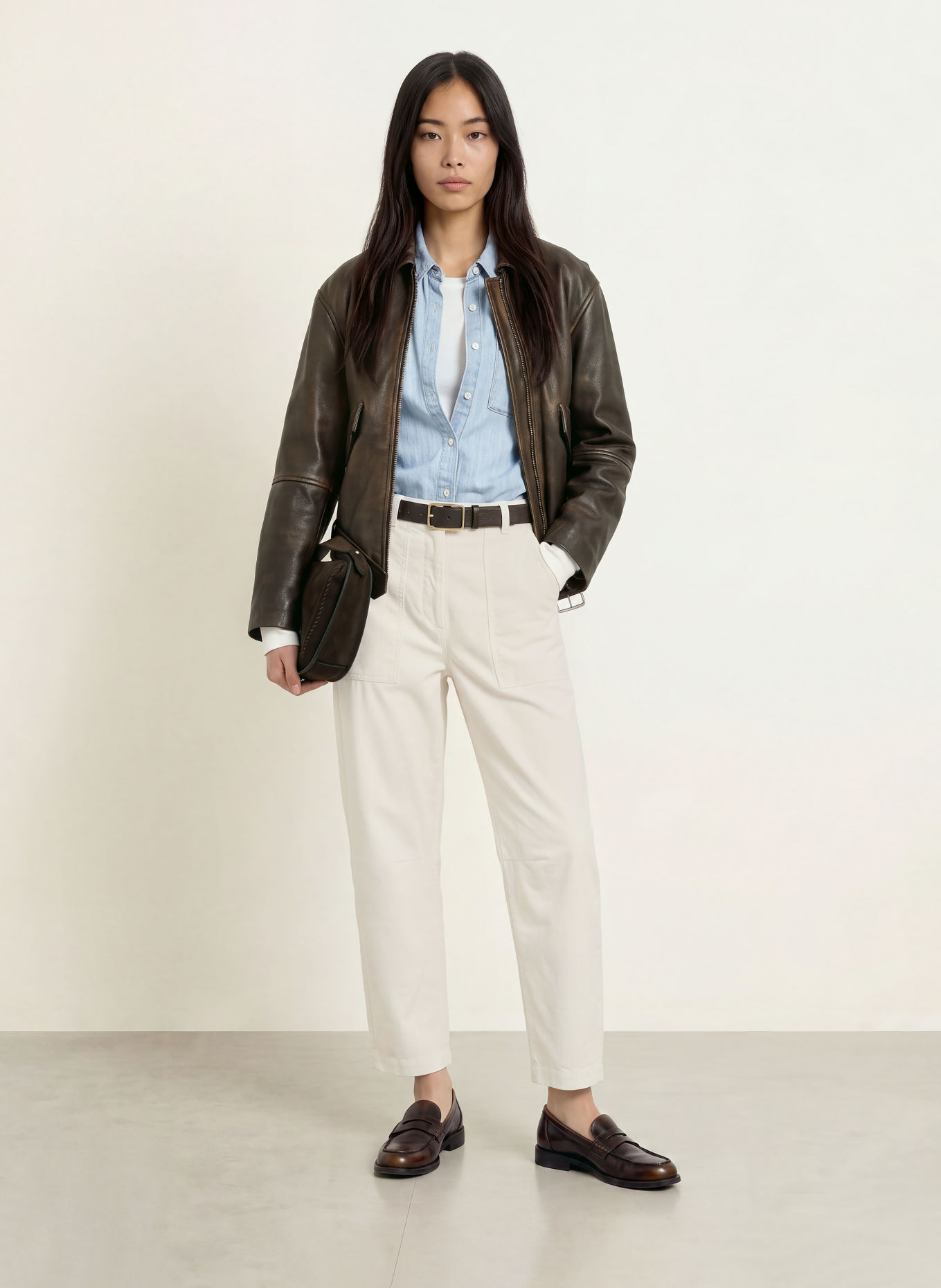 Marc O'Polo MILKY 7/8-length corduroy trousers: ECRU