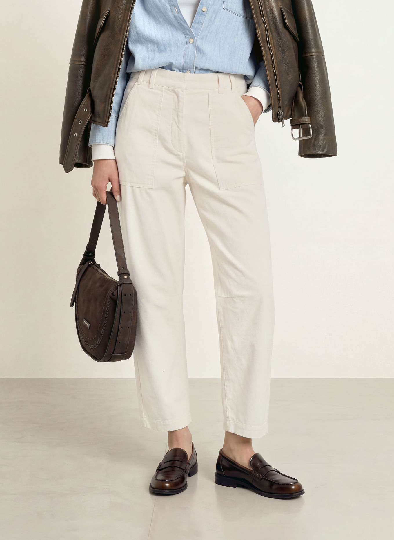 Marc O'Polo MILKY 7/8-length corduroy trousers: ECRU