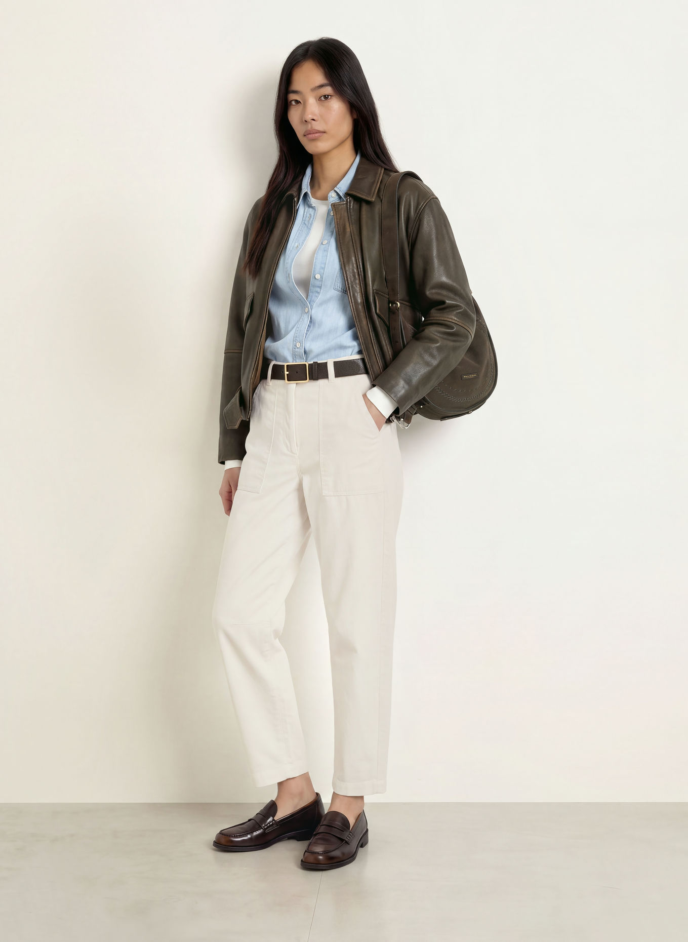 Marc O'Polo MILKY 7/8-length corduroy trousers: ECRU